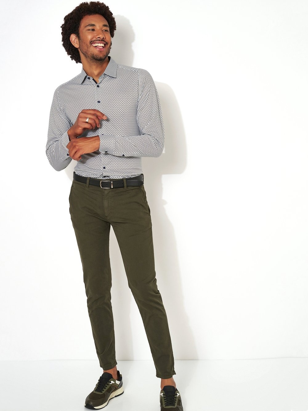 DESOTO Langarmhemd »Jerseyhemd Casual Kent langarm« Flexibler Stretch, mit Minimal Print, Kentkragen