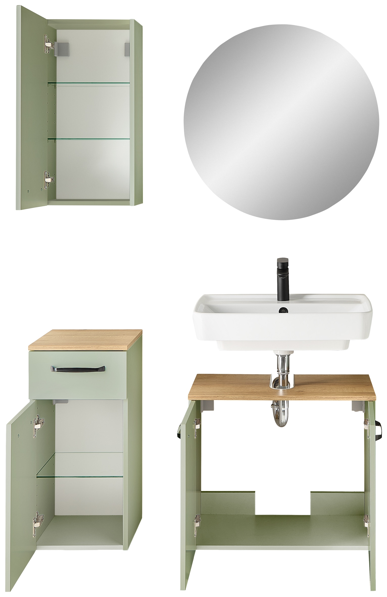 Saphir Badmöbel-Set »Quickset 500, Waschbeckenunterschrank mit Spiegel« 4 Stk. tlg.