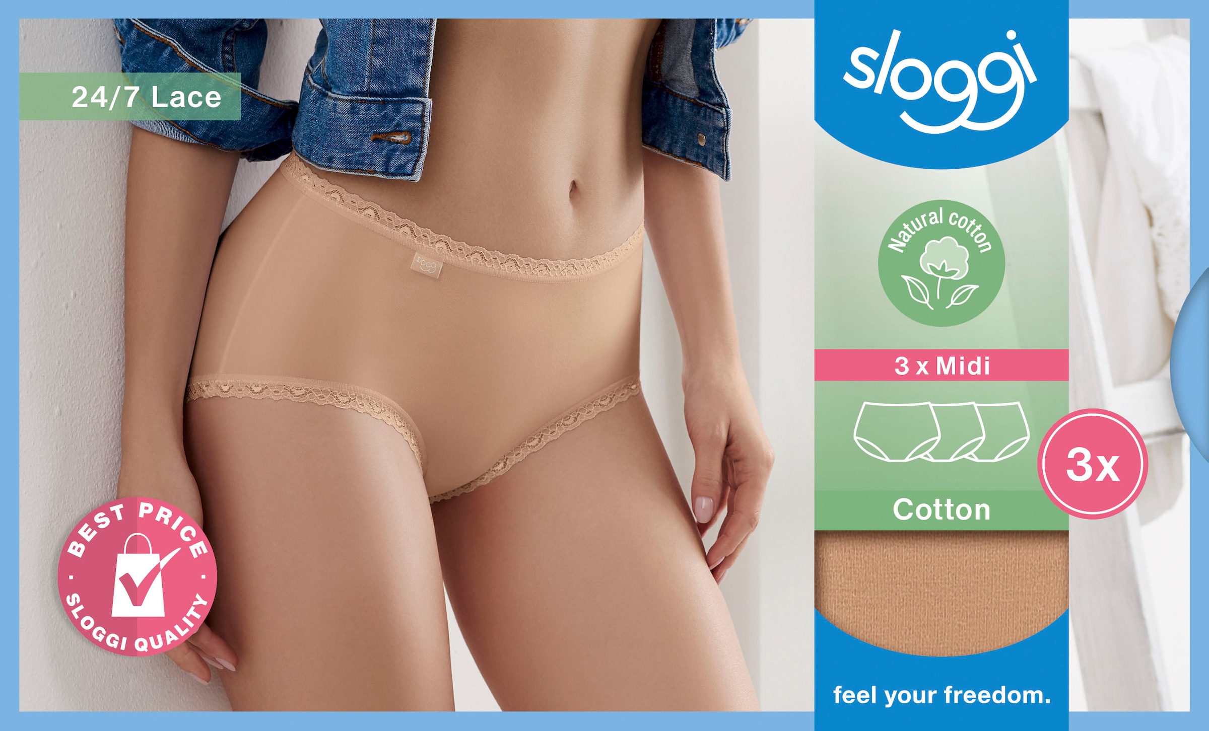 Sloggi Slip »24/7 Cotton Lace Midi C3P«, (3 St.)
