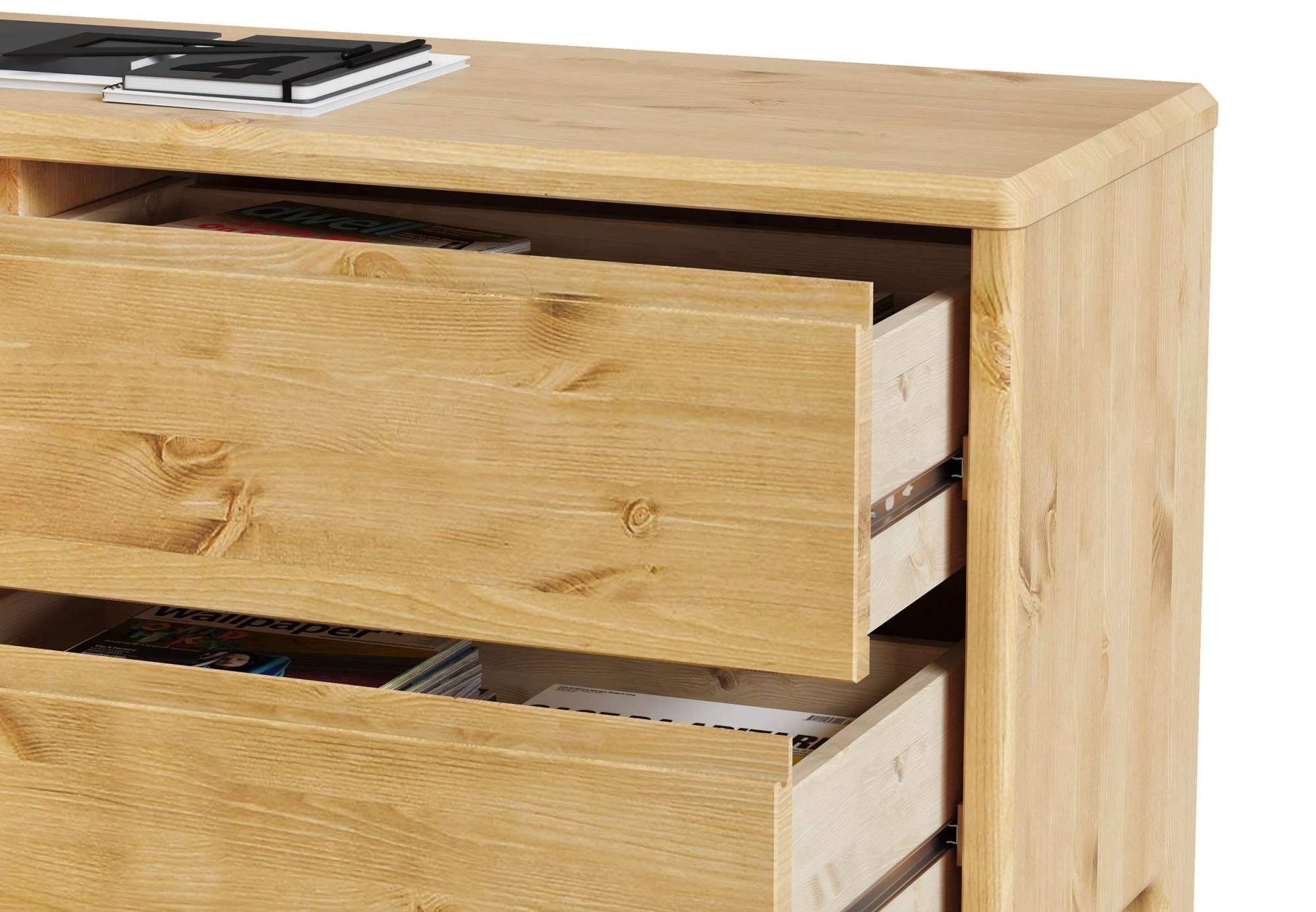 Home affaire Schreibtisch »Luven, Computertisch,«, zertifiziertes Massivholz, mit 2 Schubkästen, Breite 120-140 cm