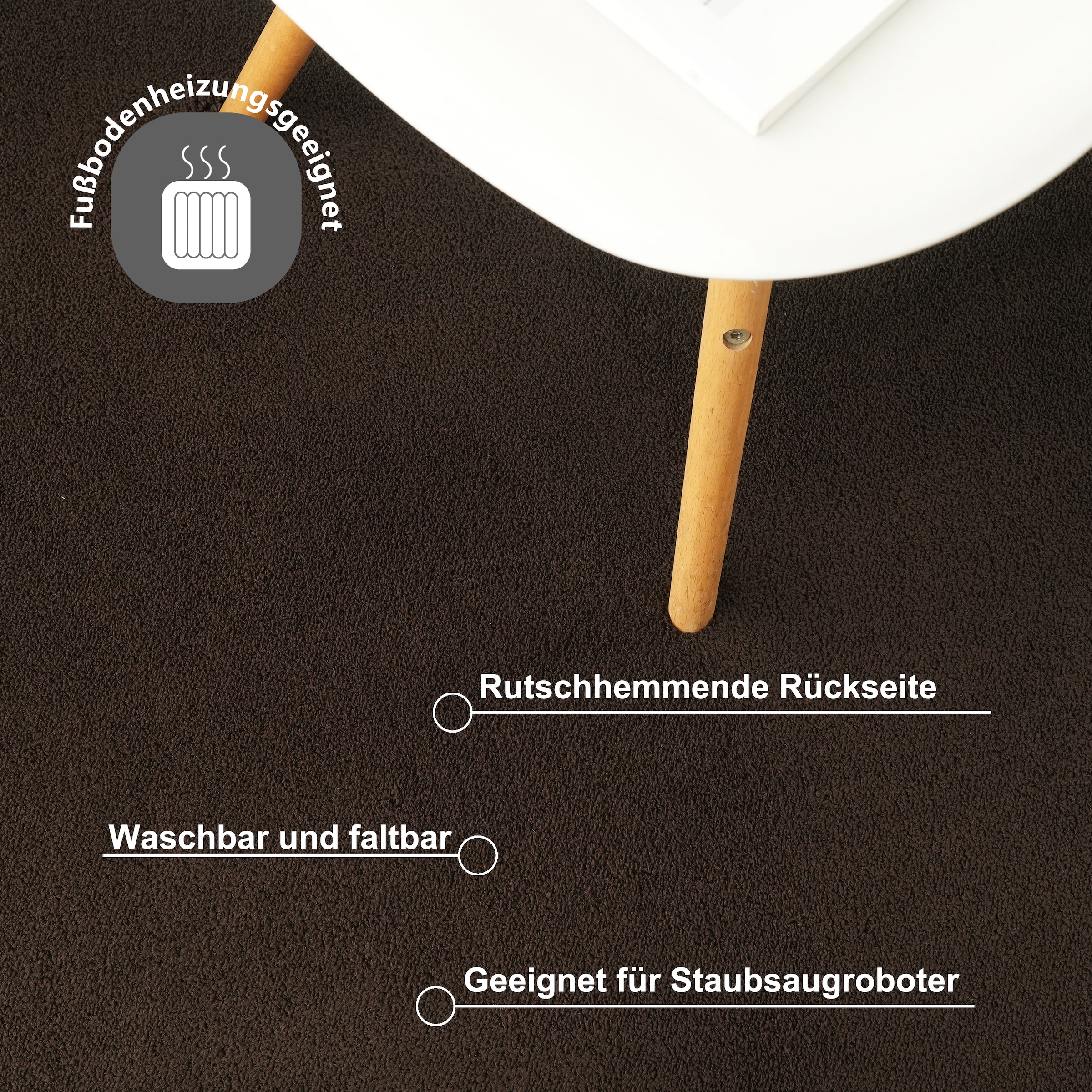 OTTO home Teppich »Cali« rund 16 mm Höhe Uni-Farben, kuschelig, & weich, waschbar, Wohnzimmer, Schlafzimmer