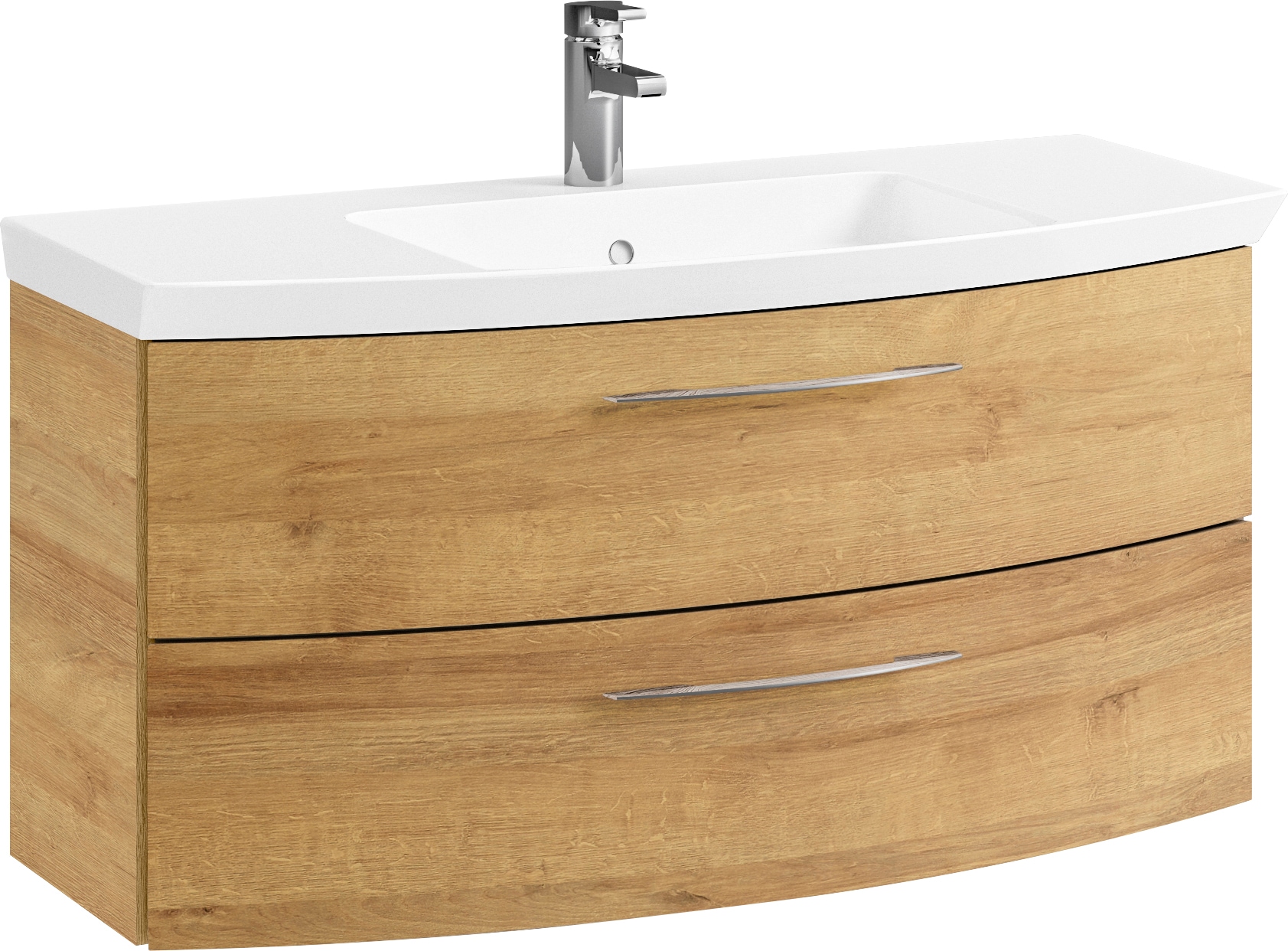 Saphir Badezimmer-Set »Cassca Sprint 4-teilig Mineralmarmor-Waschtisch mit LED-Spiegelschrank«, (5 St.), Midischrank, Unterschrank, inkl. Türdämpfer, 5 Türen, 5 Schubladen