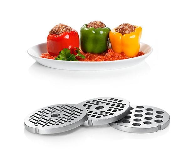 BOSCH Fleischwolf »ProPower MFW68660, Rücklauf, Durchlaufschnitzler«, 800 W, 3 Lochscheiben Edelst. (3/4,8/8mm), Fruchtpressen-/Wurst-/Kebbeaufsatz