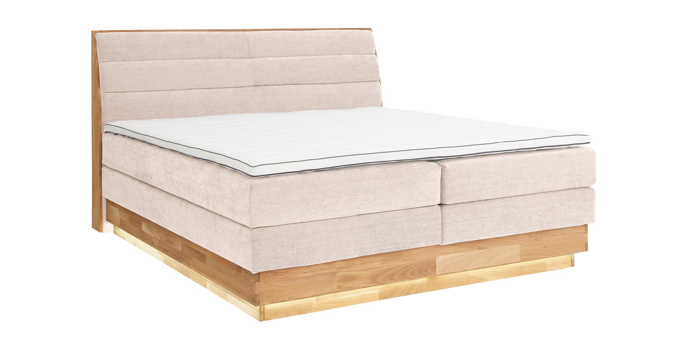 OTTO products Boxspringbett, LED-Beleuchtung, mit zertifizierten, recycelten Bezugsstoffen