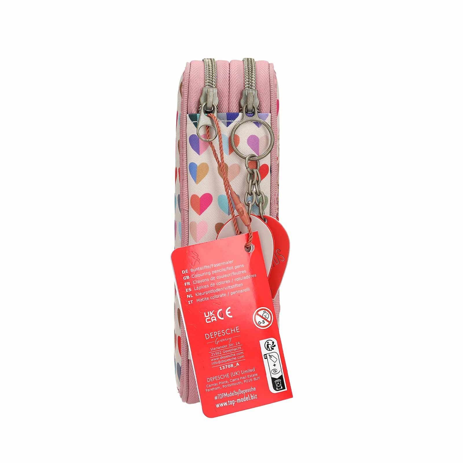 Depesche Buntstift »2-Fach Federtasche HEART TO HEART TOPModel 5,5 x 12 x 19 cm rosa«
