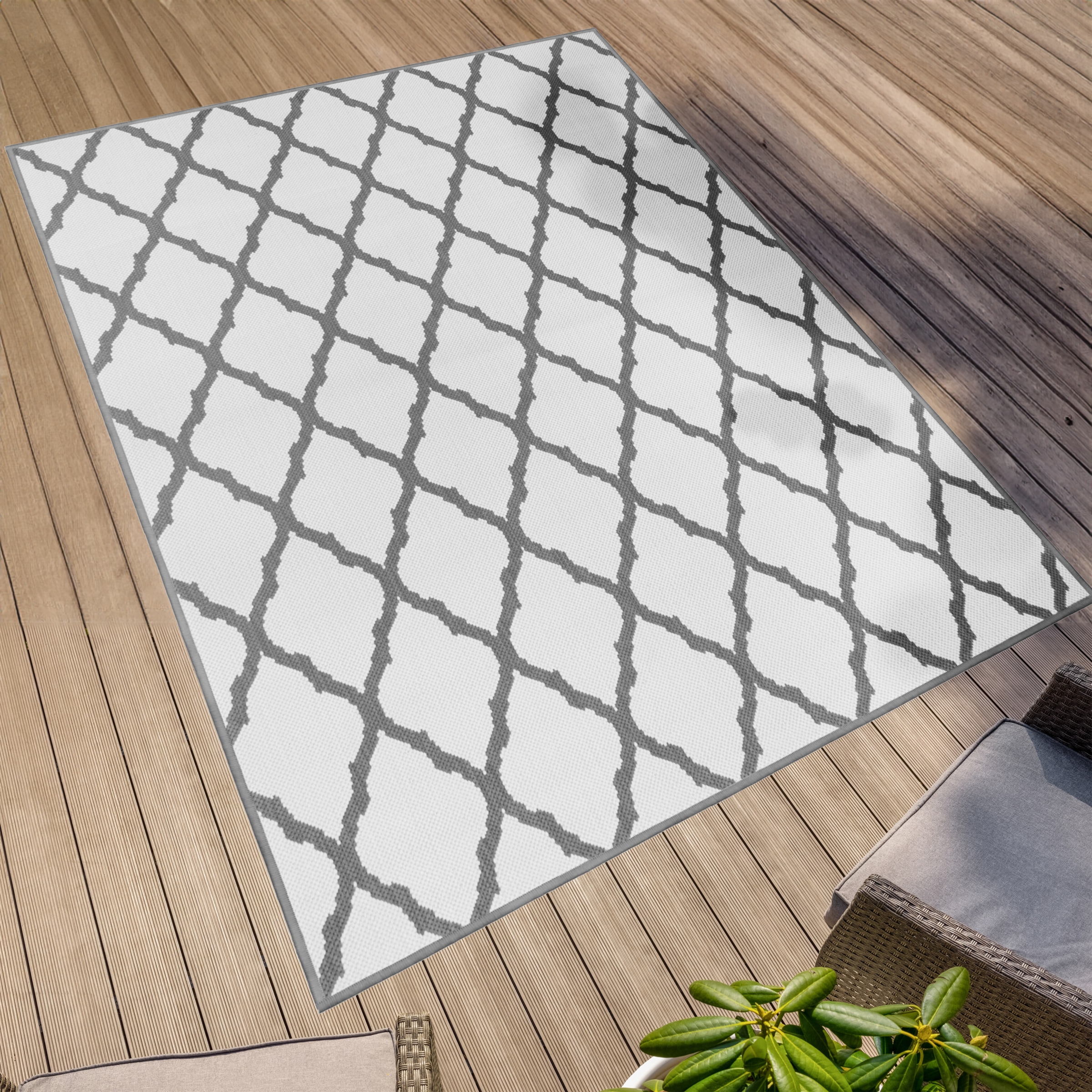 Primaflor-Ideen in Textil Teppich »Outdoorteppich REVERSO - Round Rhombus«, rechteckig, 5 mm Höhe, Wendeteppich, Rauten Design, In- und Outdoor geeignet, wasserfest