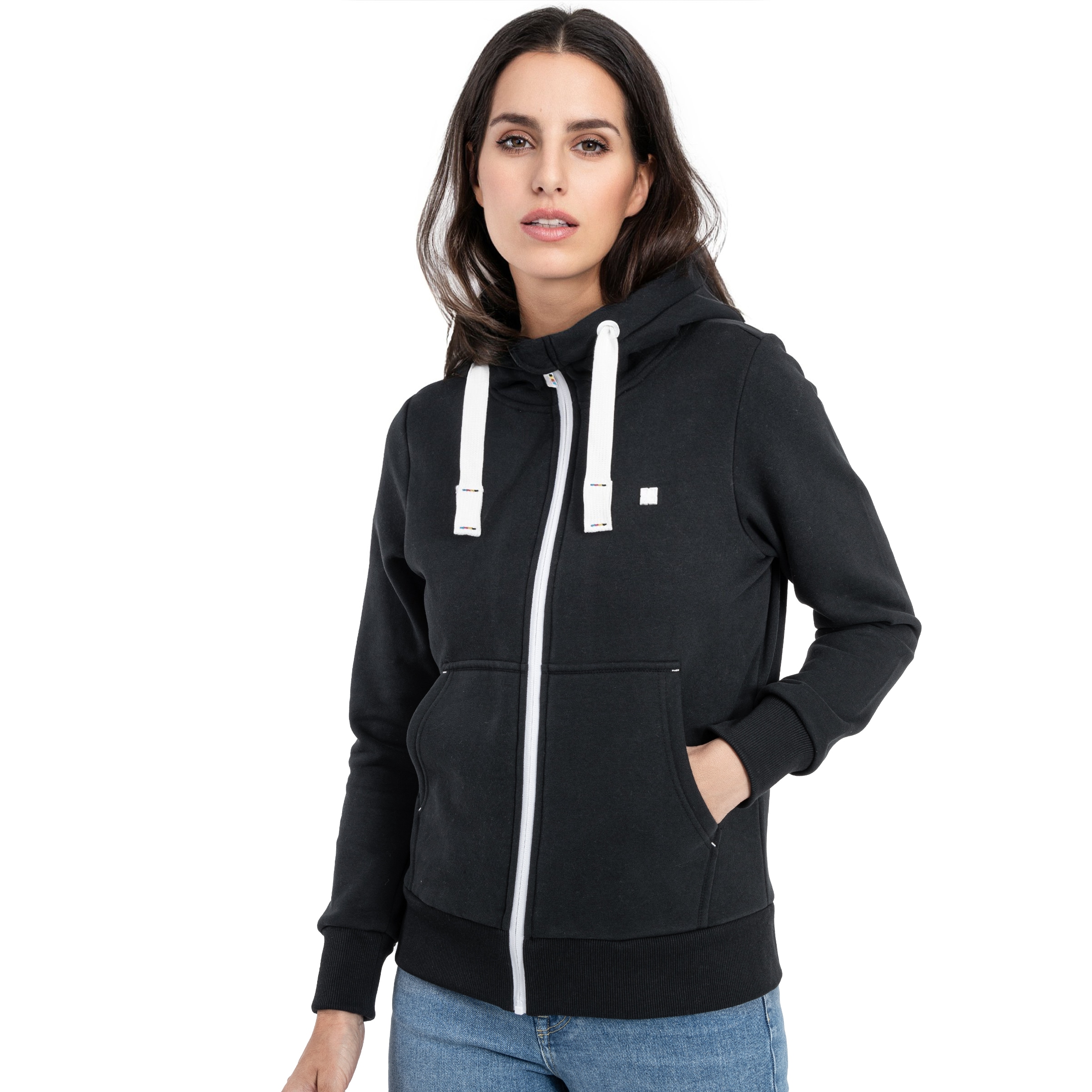 DEPROC Active Kapuzensweatjacke »FinjaCMYK II«, weiche Fleecejacke mit Kängurutasche