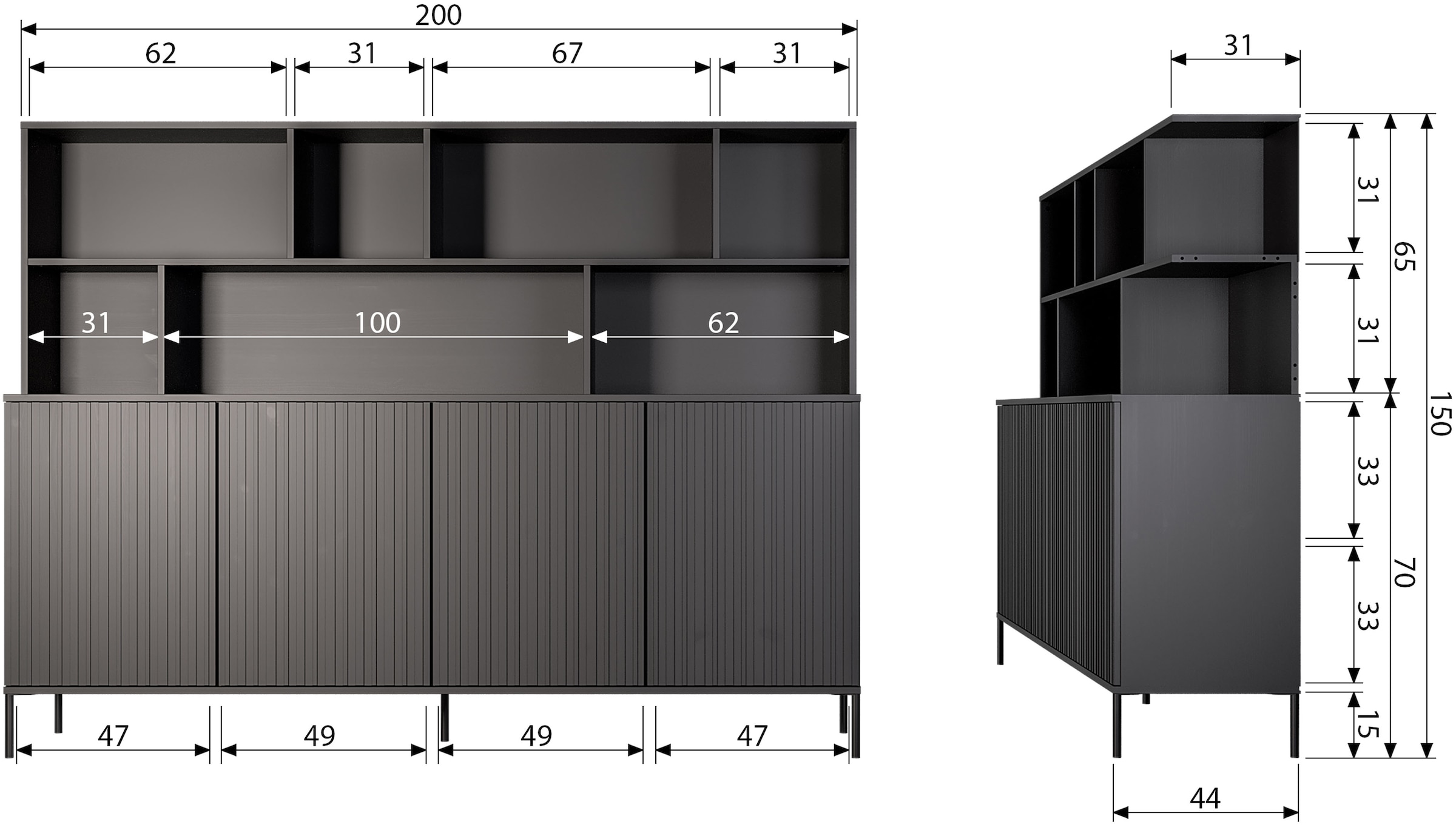 WOOOD Buffet »Gravu« New Gravure Hängeschrank, FSC-Kiefer bietet Stauraum und Präsentation