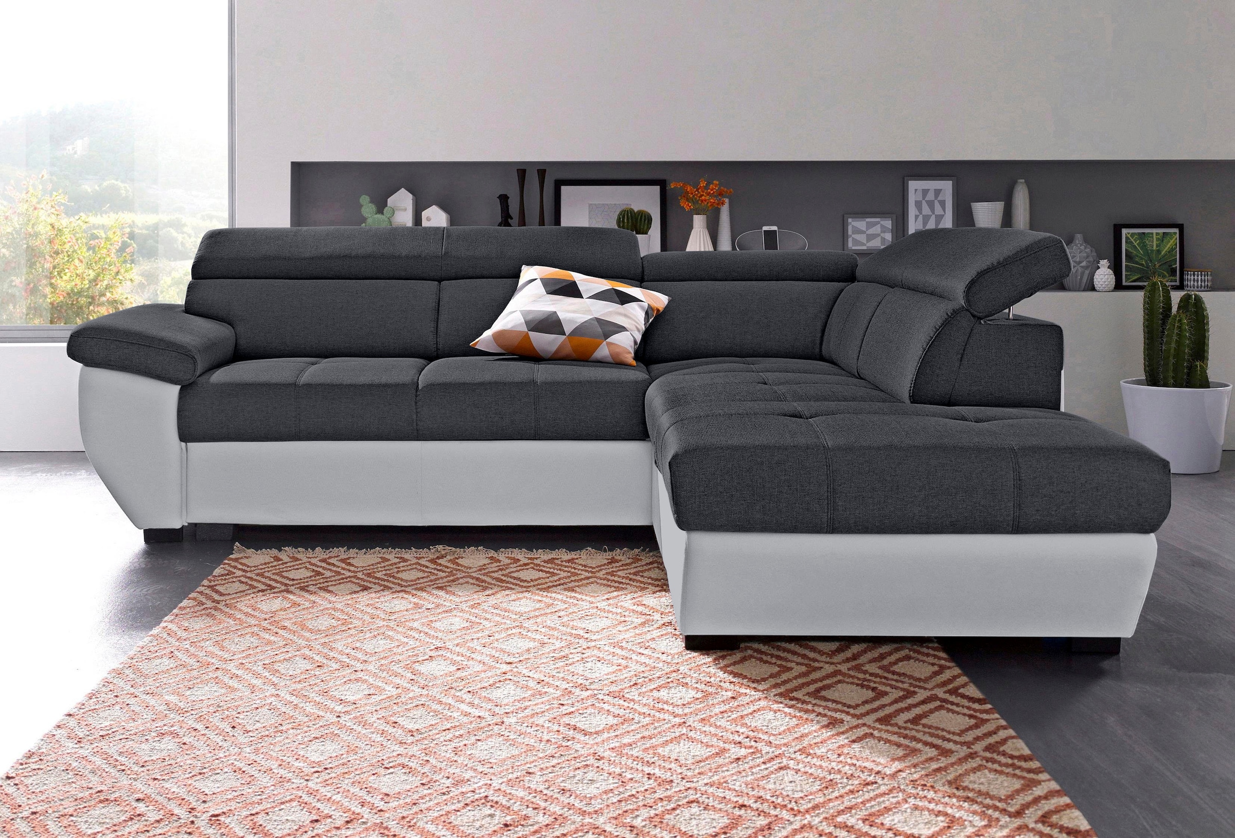 COTTA Polstergarnitur »Speedway«, (Set), Set: bestehend aus Ecksofa und Hocker, inklusive Kopfteilverstellung