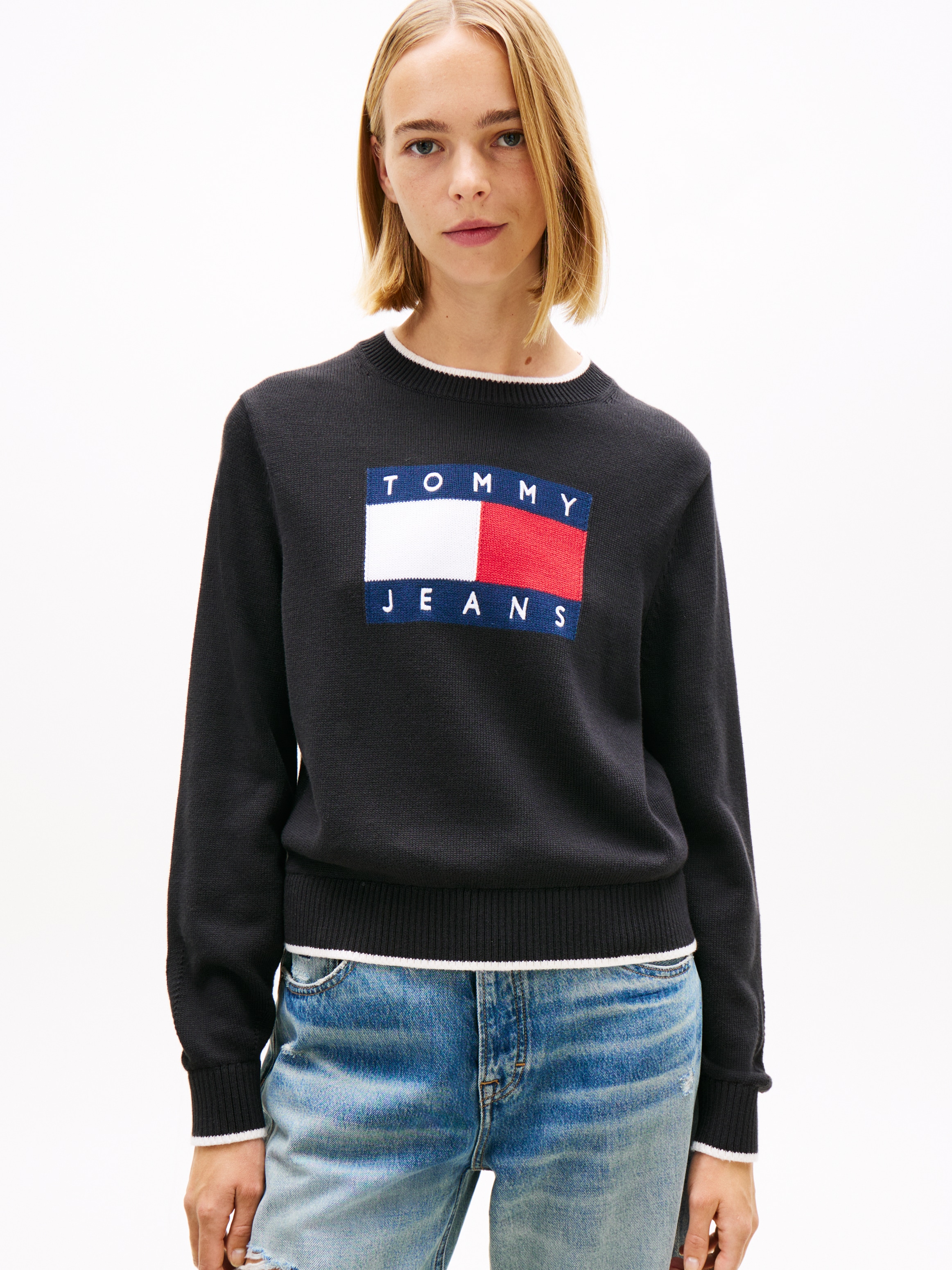 Tommy Jeans Strickpullover »TJW TIPPING FLAG SWEATER EXT«