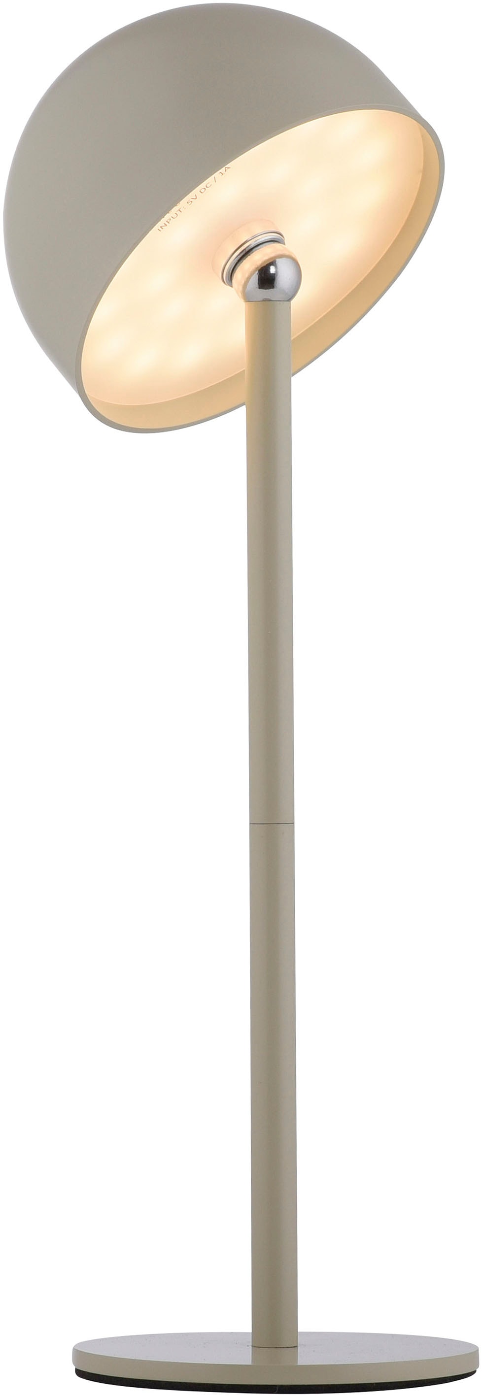 OTTO home Tischleuchte »Akku Tischlampe Garrin Indoor Outdoor, magnetischer Flaschenaufsatz« LED-Board Warmweiß Pilzlampe Flaschenaufsatz, Regulierung der Lichtstärke, Pilz, Lampe