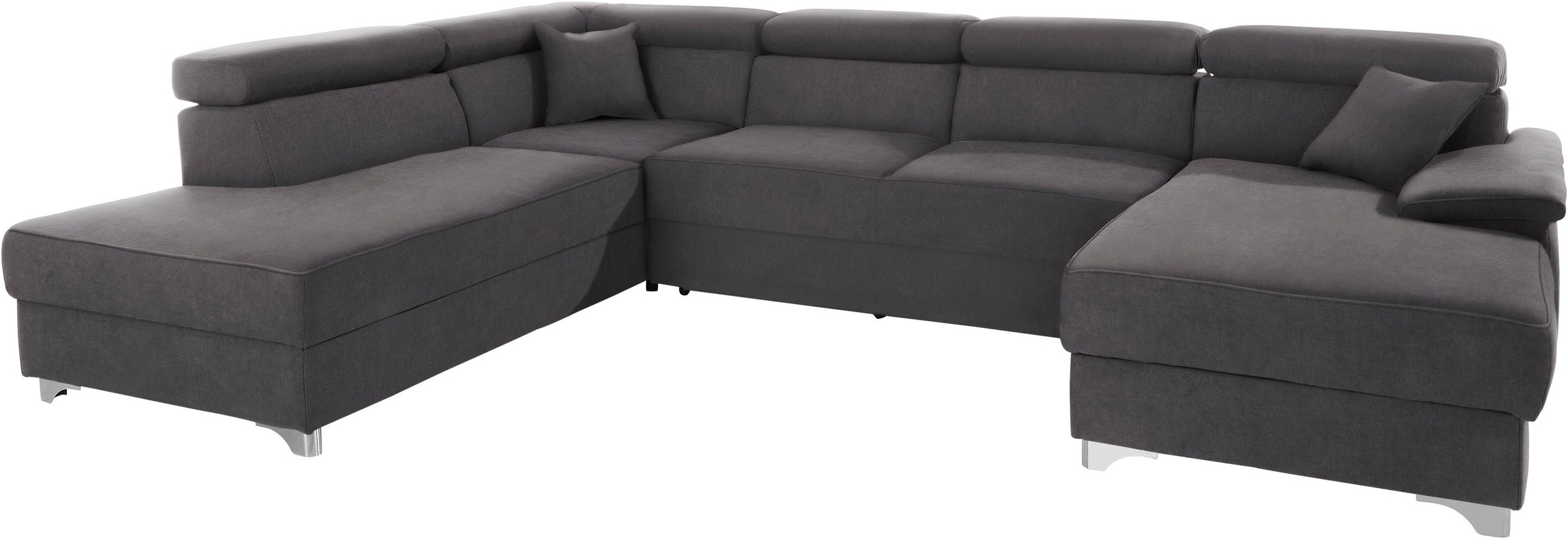 DOMO collection Wohnlandschaft »Mira, inklusive Kopfteilverstellung für mehr Wohlfühlkomfort, U-Form«, wahlweise mit Bettfunktion und Bettkasten, elegant und modern