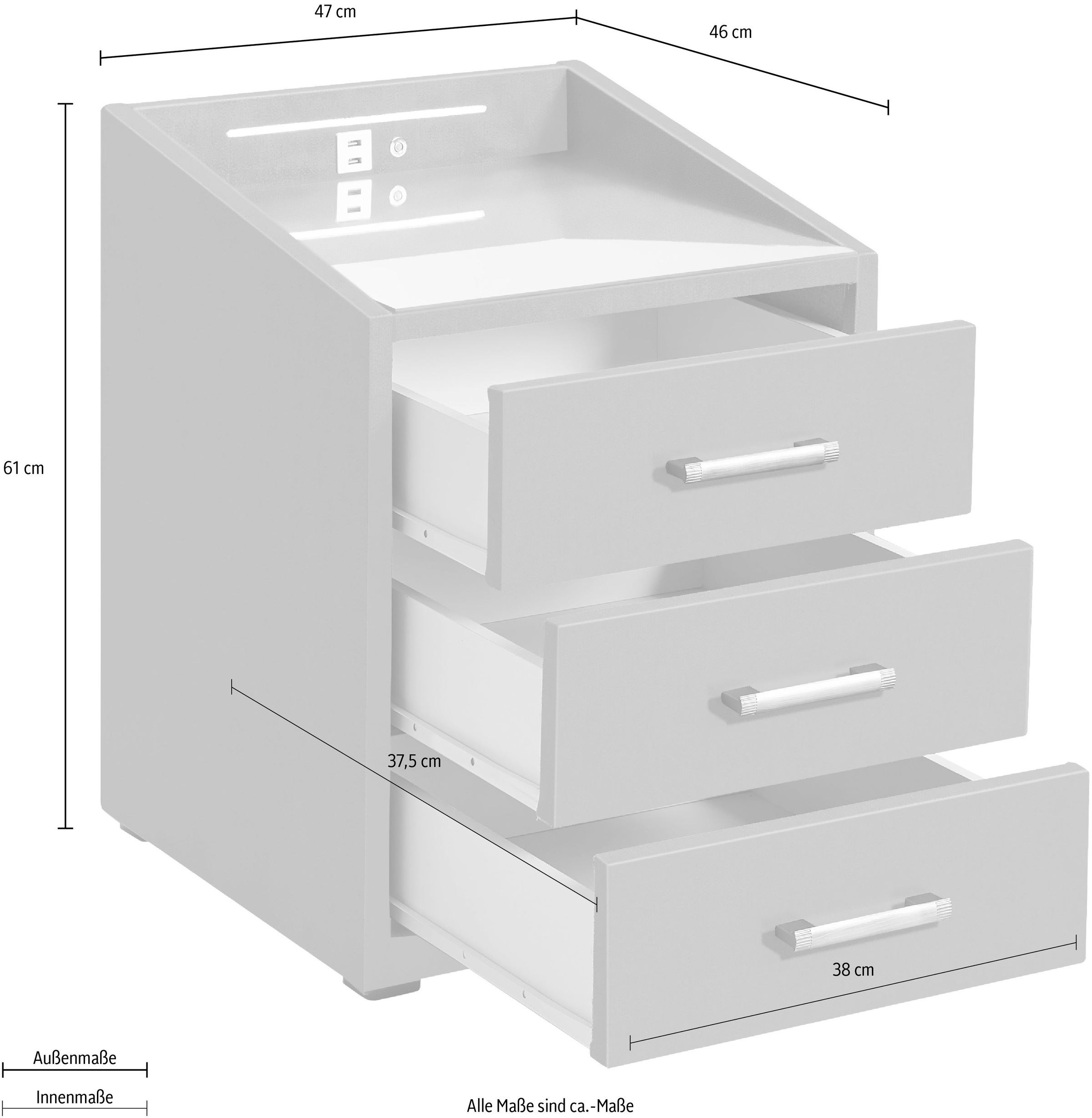 ED EXCITING DESIGN Nachtkonsole »Moon« mit LED-Beleuchtung und USB-Anschluss & USB-C-Anschluss
