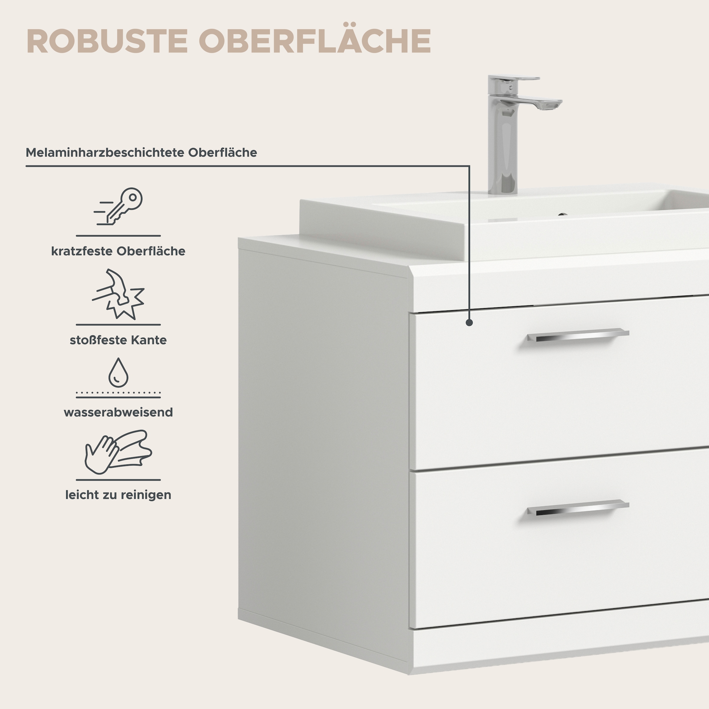 welltime Badmöbel-Set »SIENA, 4-tlg, Waschtisch ink WB, Spiegelschrank, Hänge- & Unterschrank«