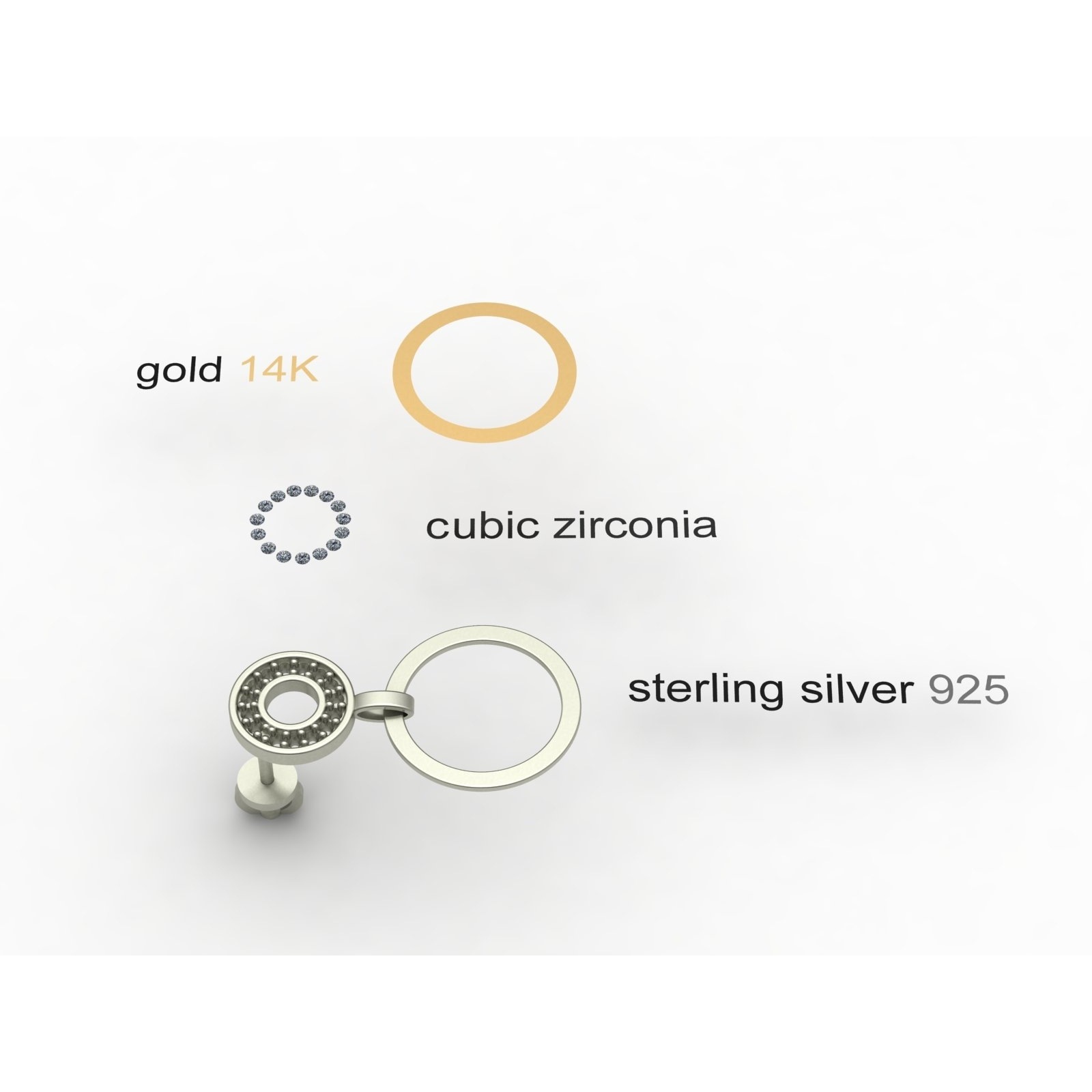 OSTSEE-SCHMUCK Paar Ohrstecker »- Sunny Exklusiv - Silber 925/000 & Gold 585/000 - Zirkonia«