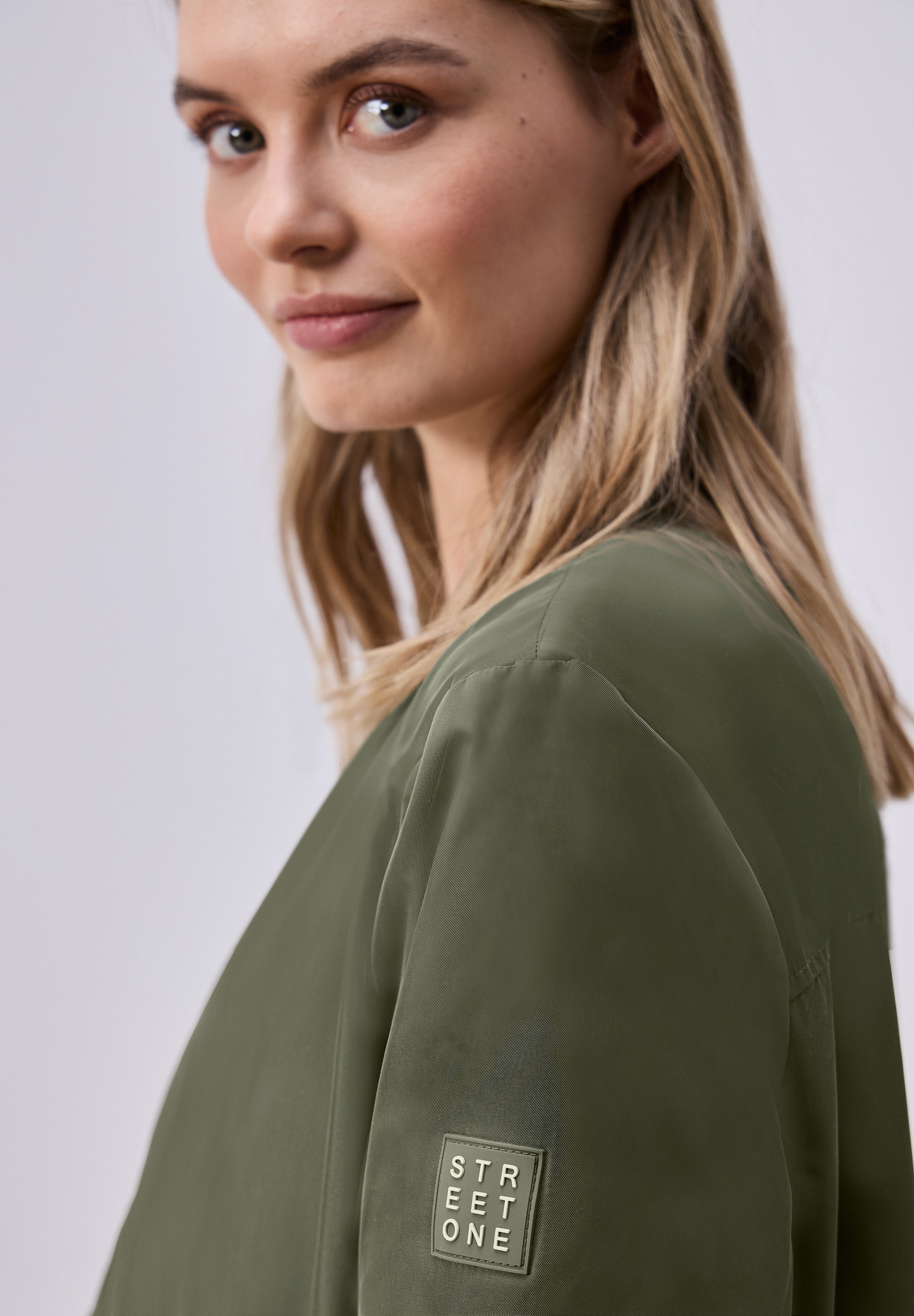 STREET ONE Langjacke ohne Kapuze bequeme Passform, 2‑Wege‑Reißverschluss