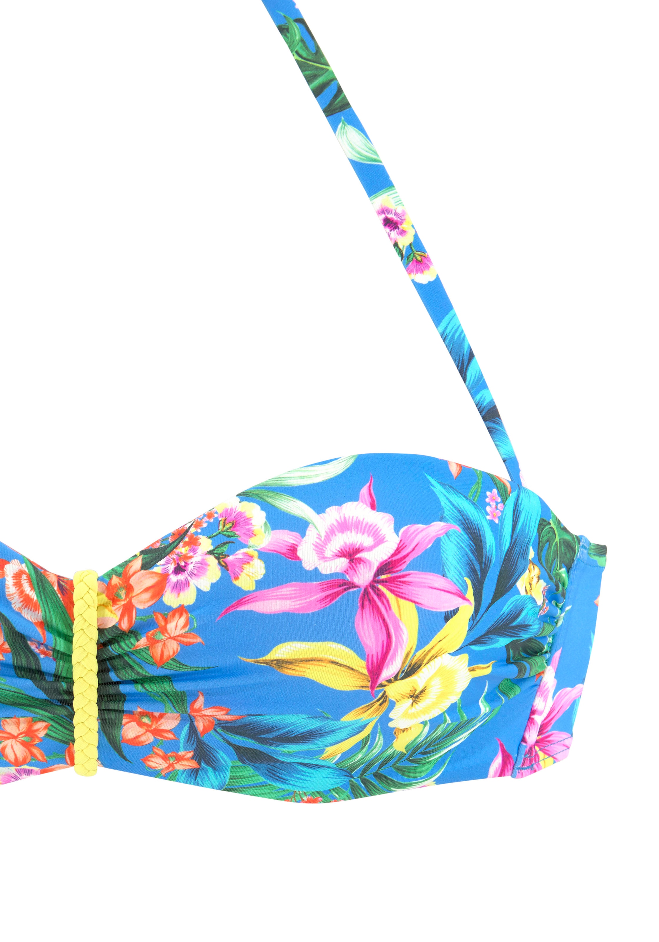 Venice Beach Bügel-Bandeau-Bikini-Top »Hanni«, mit tropischem Print und gelben Details