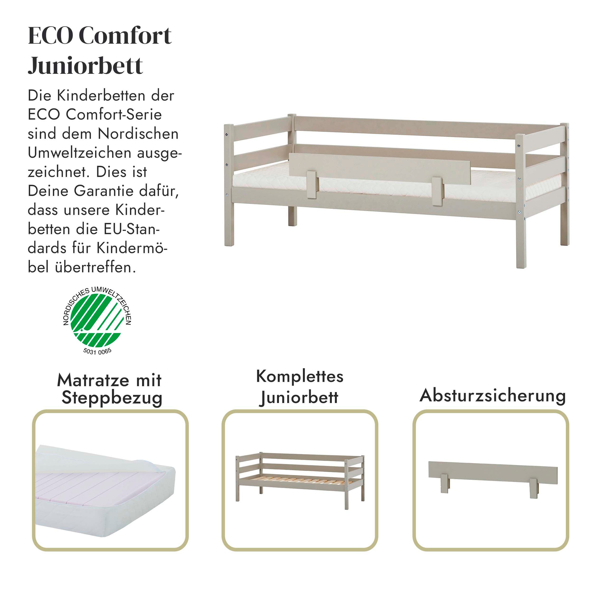Hoppekids Einzelbett »ECO Comfort Kinderbett, Kiefer Massivholz, Jugendbett inkl. Rollrost«, 70x160 cm, wahlweise in verschieden Farben/ Matratze/ Absturzsicherung