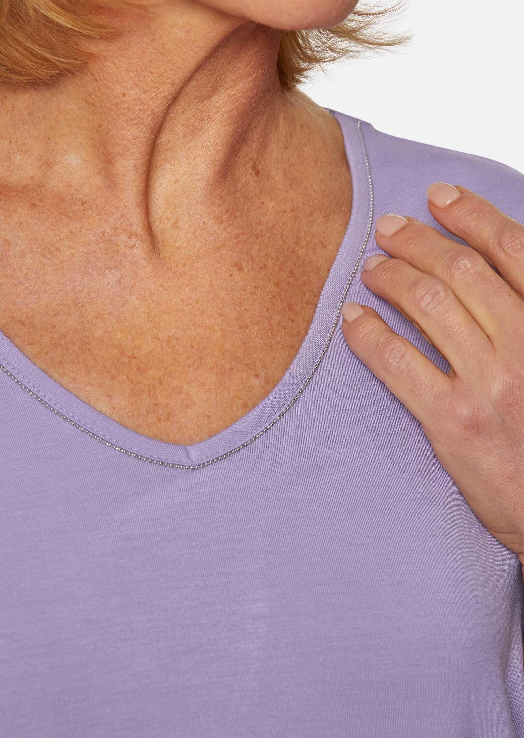 GOLDNER Langarm-Poloshirt »Shirt mit V-Ausschnitt Shirt mit V-Ausschnitt«