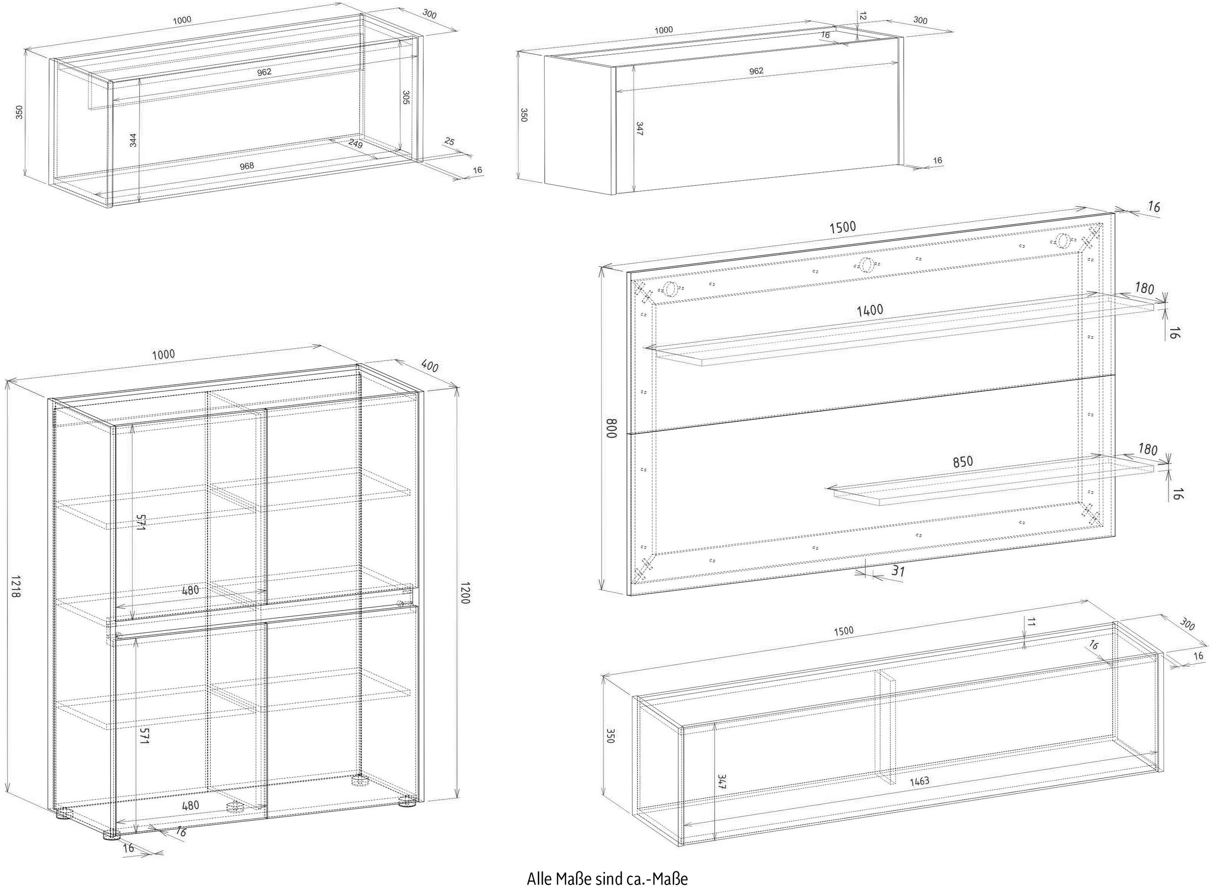 INOSIGN Büromöbel-Set »CiTY/GiRON«, (Set, 5 tlg.), Home Office, Wandsekretär