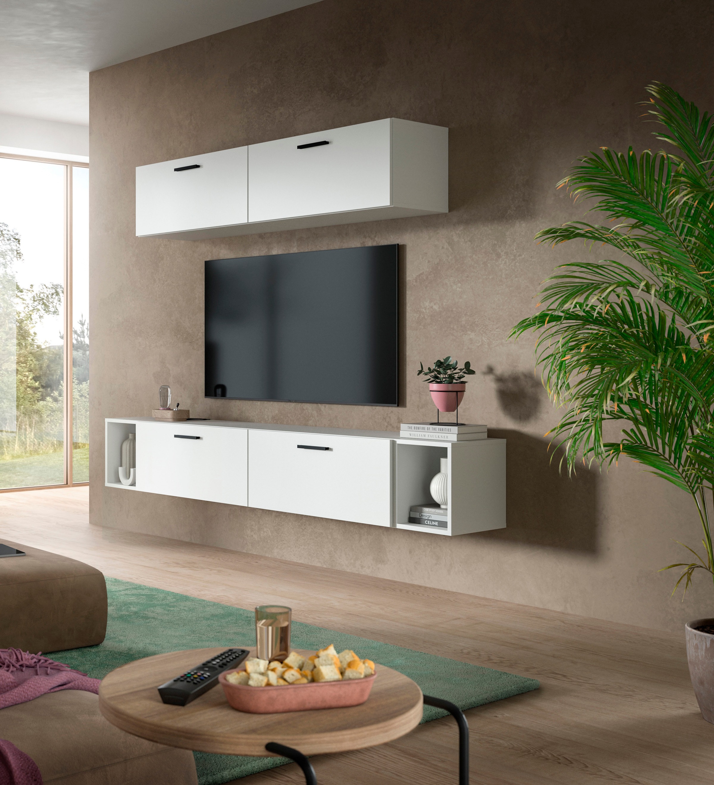 Home affaire Schrank-Set »ENESTE, 6-teilig, in verschiedenen Farben, individuell kombinierbar« verschiedenste Kombinationmöglichkeiten, stehend oder hängend, 2 Stk. tlg.