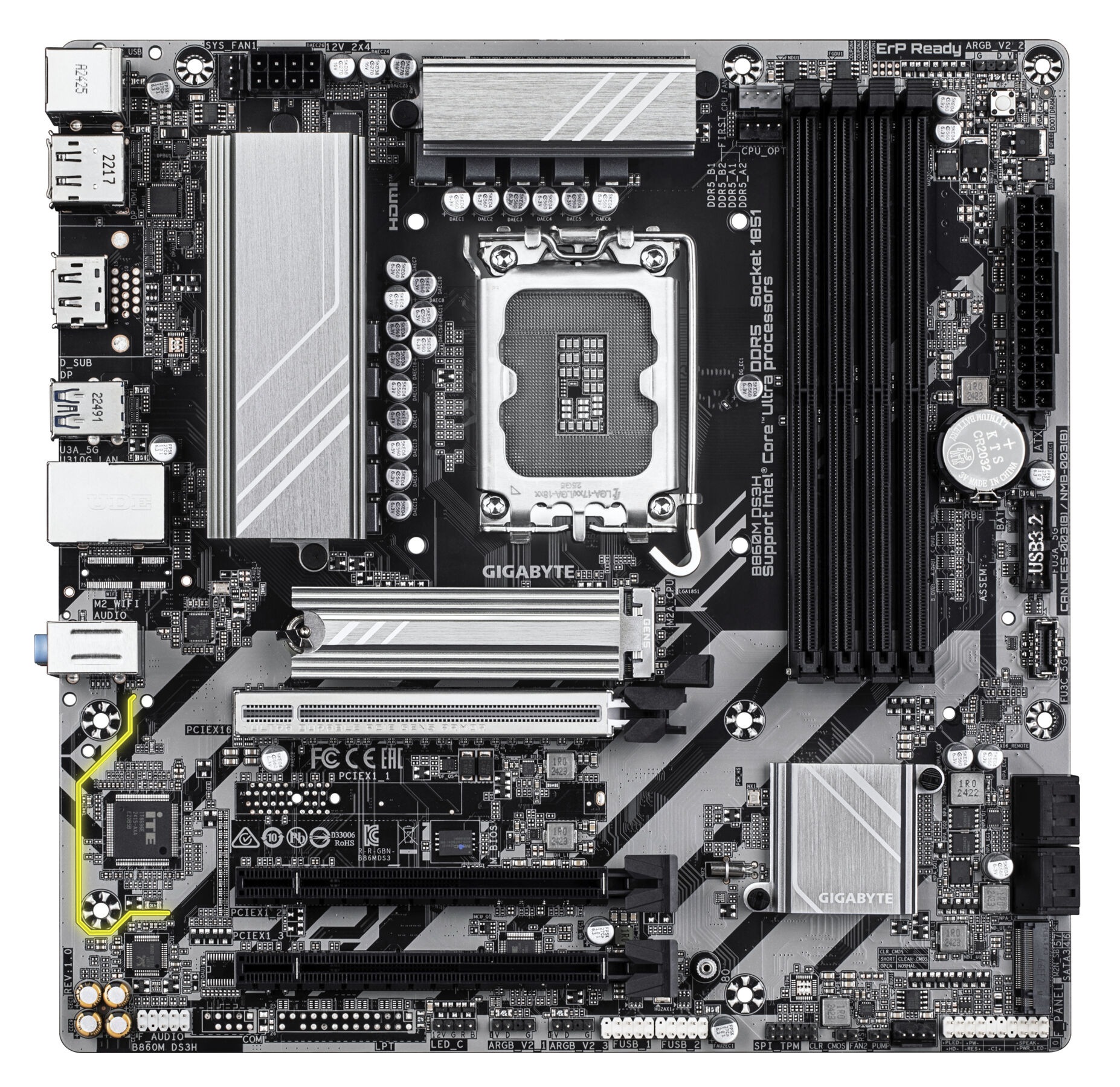 Gigabyte Mainboard »B860M DS3H Mainboard - Intel Core Ultra CPUs, 5+1+2+1 Phasen VRM, bis«