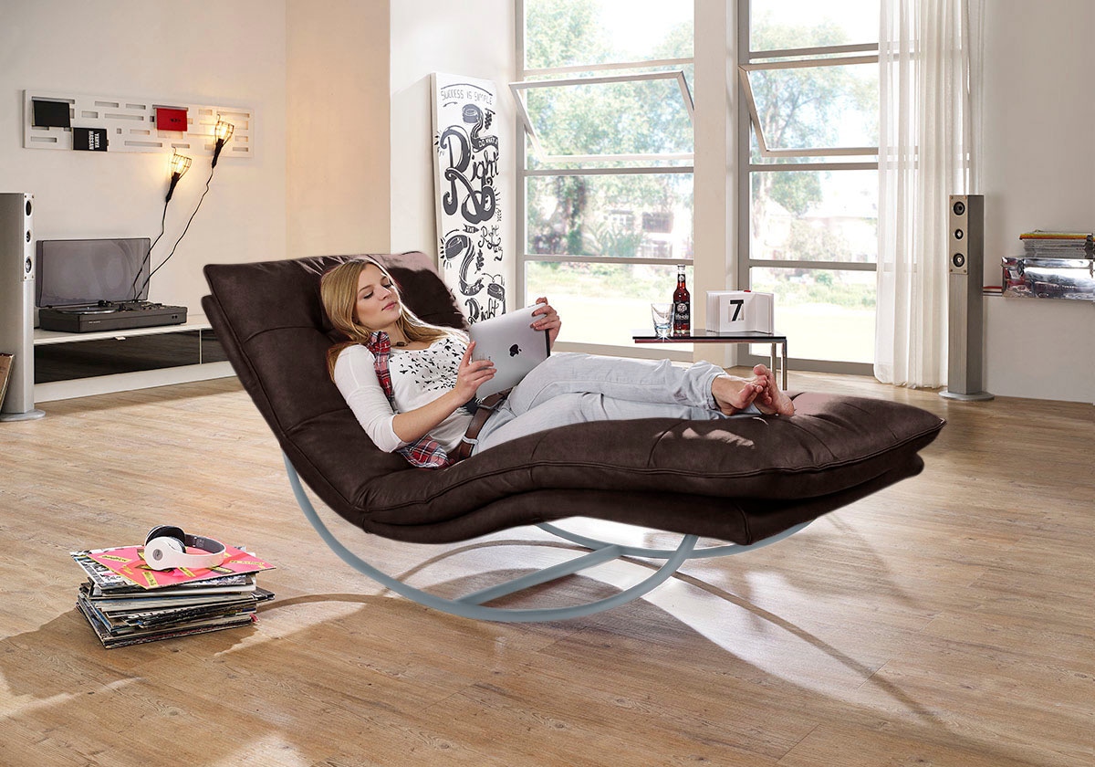 W.SCHILLIG Relaxliege »daily dreams«, in Waffelkissen-Optik, Schaukelgestell silber matt, in 2 Breiten