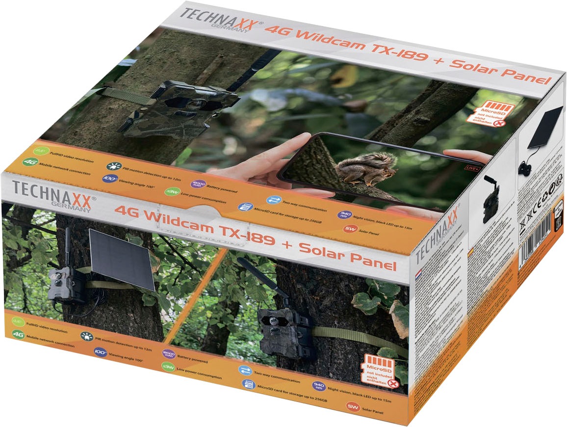 Technaxx Wildkamera »4G Wildcam TX-189 + Solar Panel«, Außenbereich
