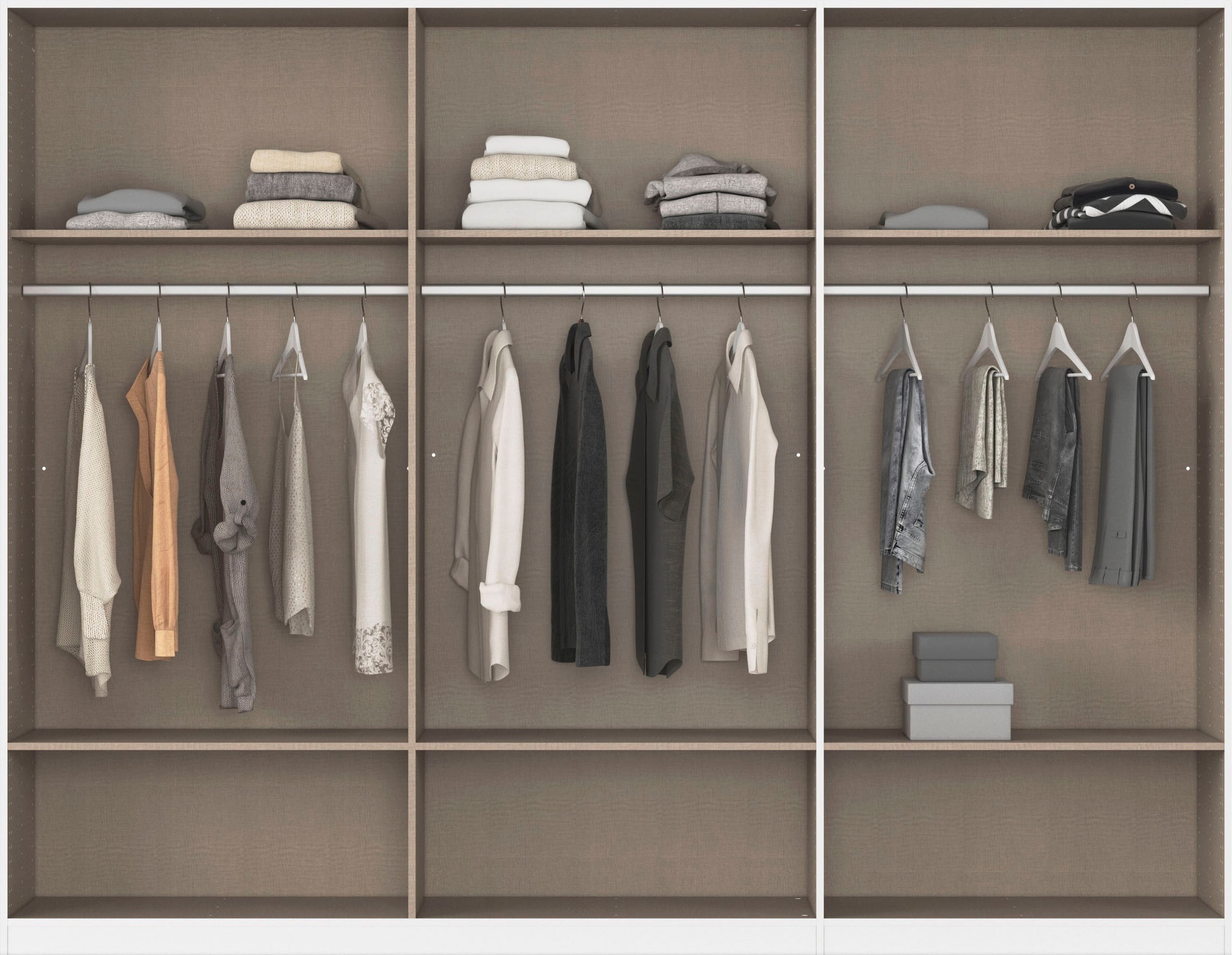 rauch Kleiderschrank »Schrank Garderobe Wäscheschrank HERSBRUCK in 2 Breiten« Breiten: 226 oder 271 cm, Höhe 210 cm,  mit 6 großzügigen Schubladen sowie Spiegeltüren MADE IN GERMANY