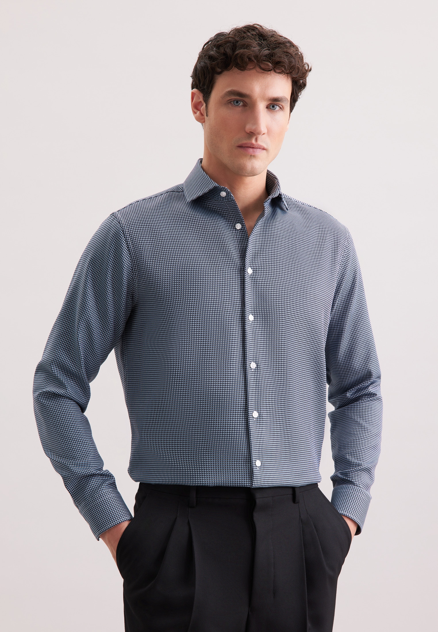 seidensticker Businesshemd »Schwarze Rose« Regular 1/1 Kentkragen Pepita