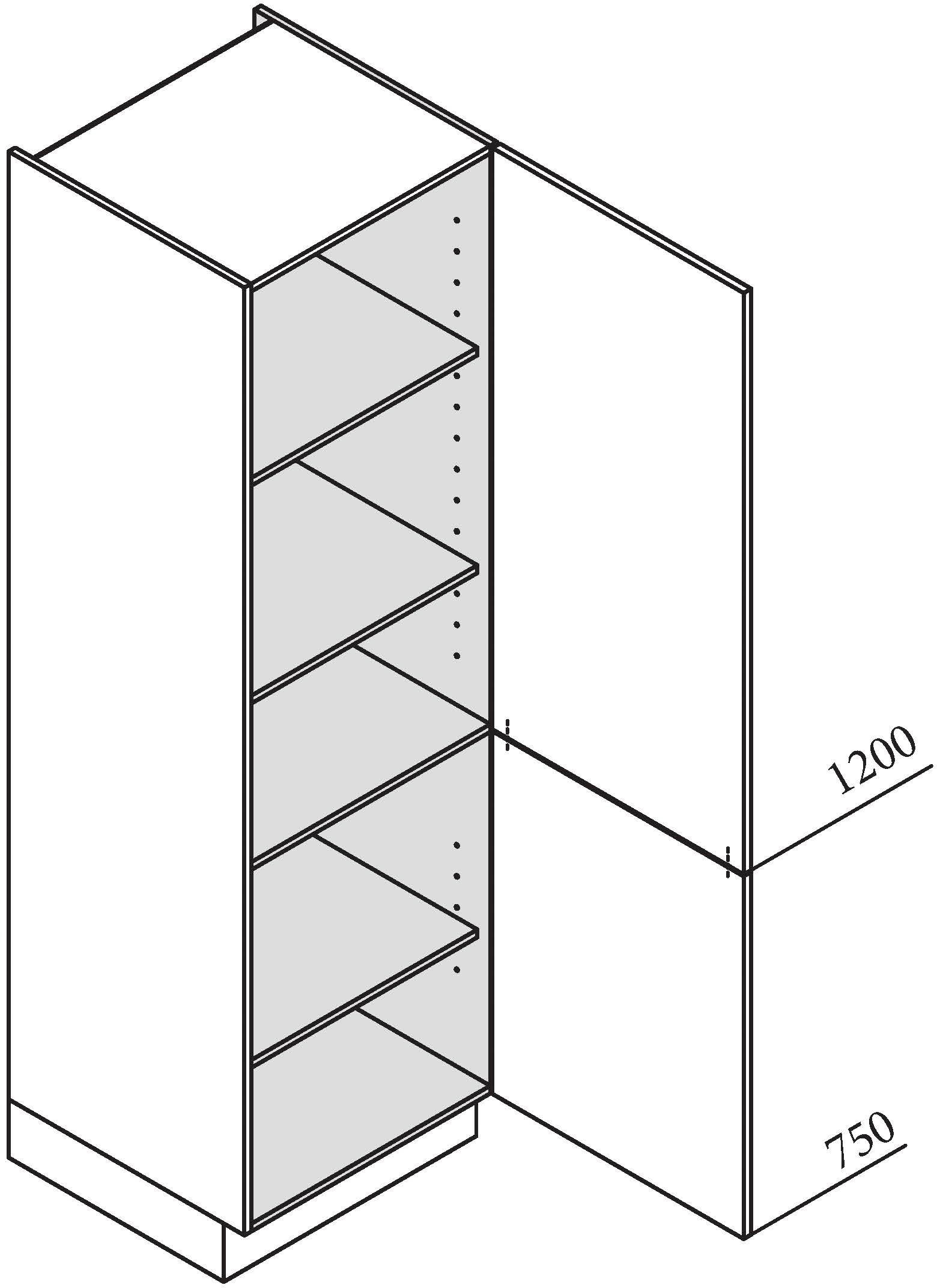 Express Küchen Vorratsschrank »ARTA«, vormontiert, Breite 60 cm, Höhe 207 cm