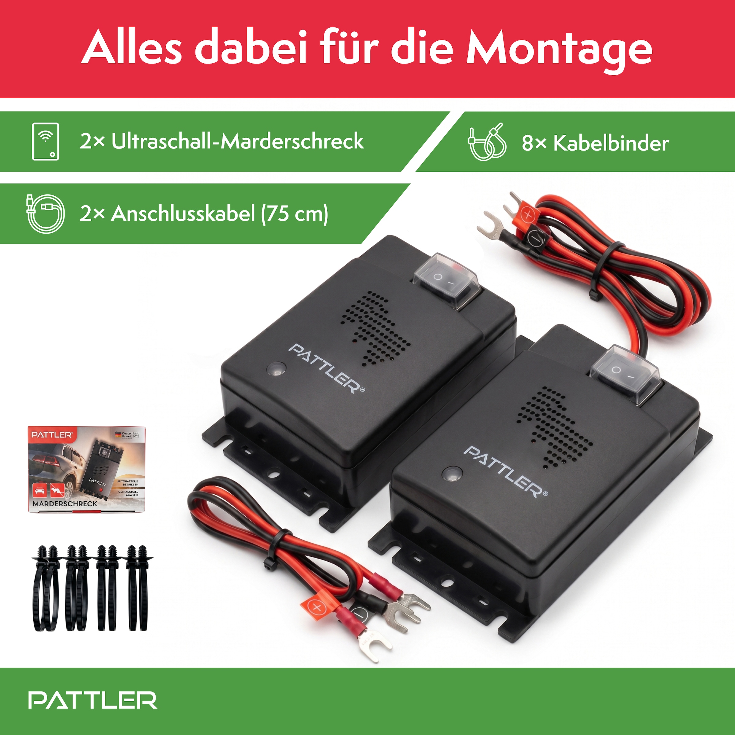 Pattler Ultraschall-Tierabwehr »Marderschreck 12 Volt fürs Auto« 2 Geräte