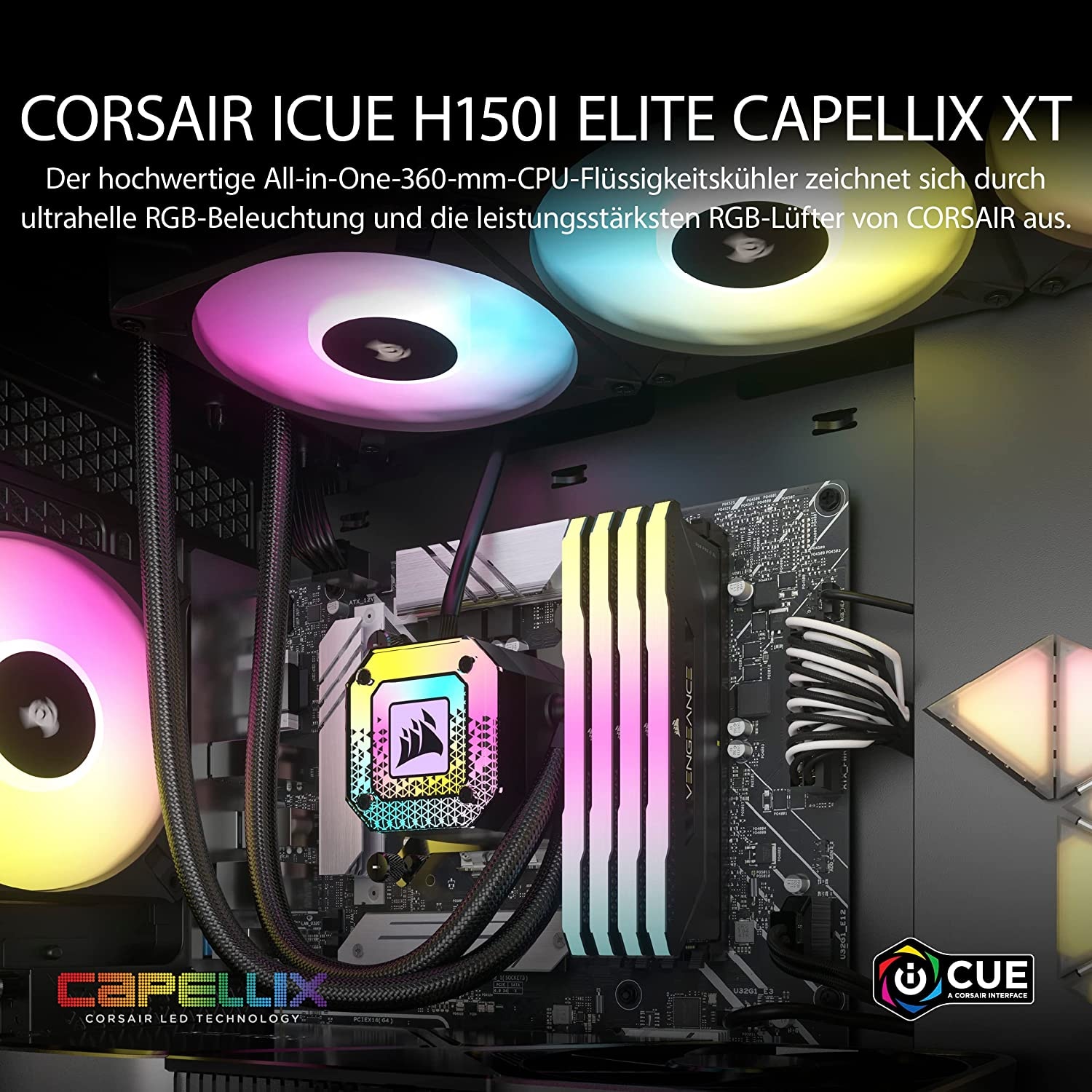 Corsair CPU Kühler »iCUE H150i ELITE CAPELLIX XT, Liquid CPU Cooler«, (1 St.), RGB Beleuchtung, iCUE