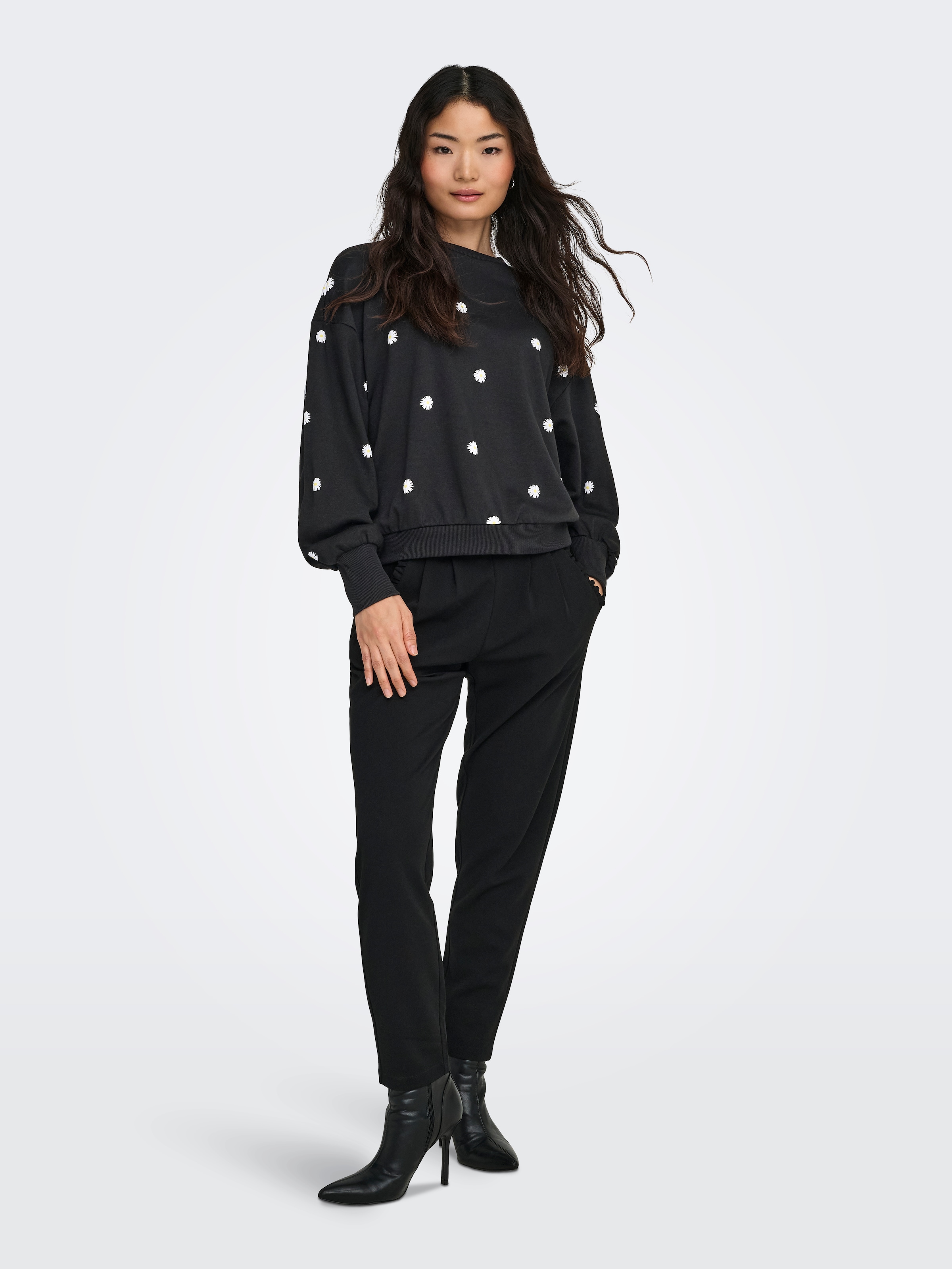 ONLY Sweatshirt »ONLBROOKE L/S O-NECK FLOWER SWT«, Baumwollmischung, regular fit
