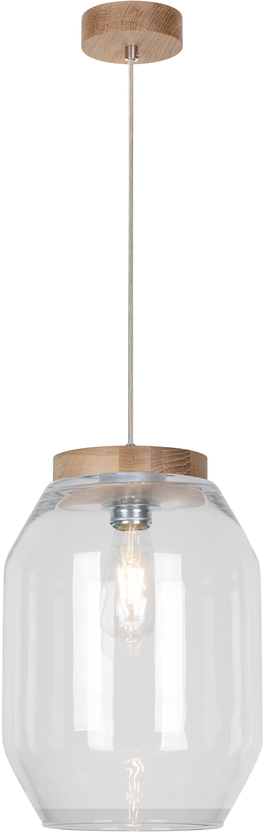 BRITOP LIGHTING Pendelleuchte »Vaso«, 1 flammig, Leuchtmittel E27 | ohne Leuchtmittel-Leuchtmittel wechselbar, Naturprodukt aus Echtholz, Nachhaltig, Hochwertiger Glasschirm