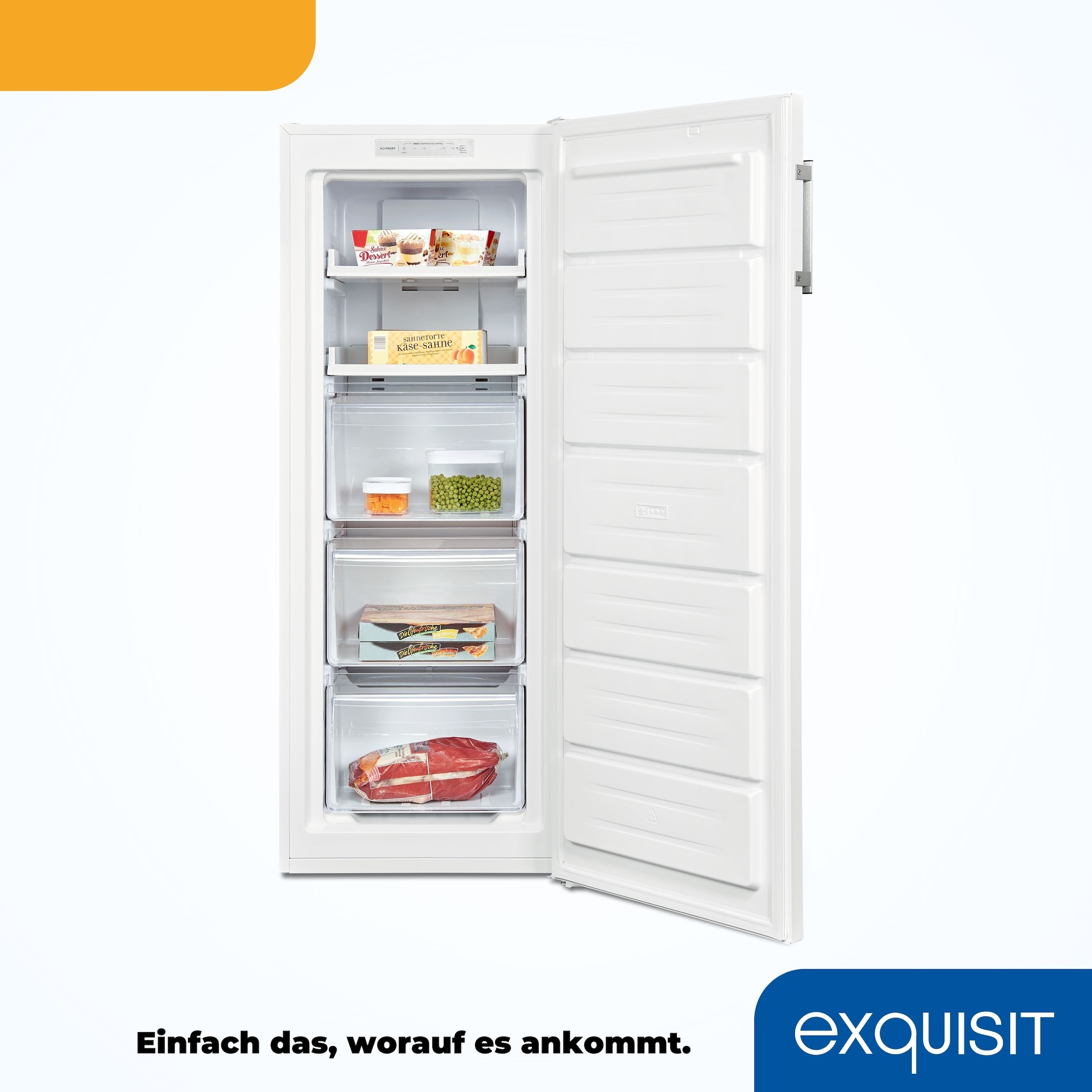 exquisit Gefrierschrank »GS231-NF-H-040C weiss«, 143 cm hoch, 54 cm breit, NoFrost, 161 Liter Nutzinhalt