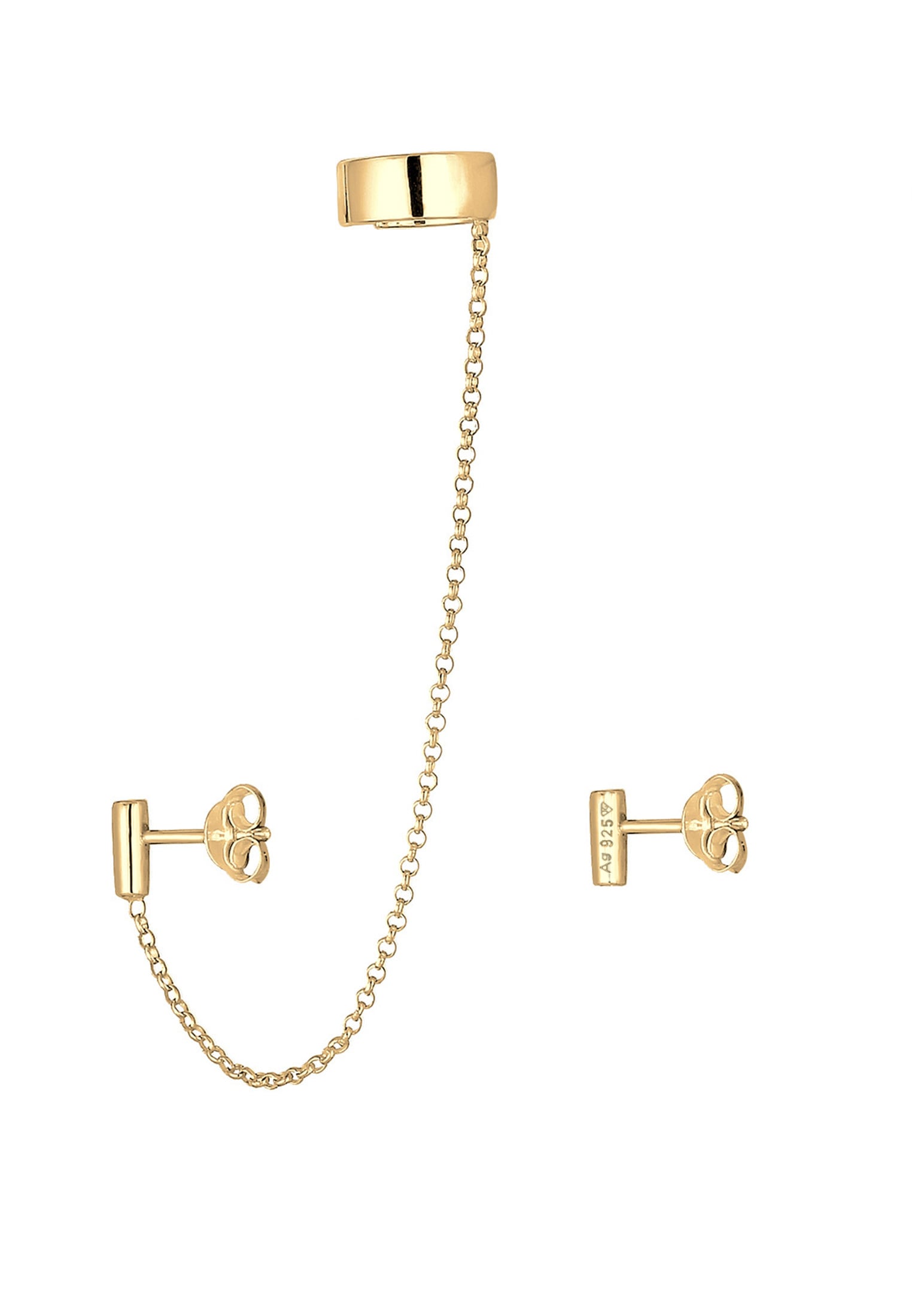 Elli Paar Ohrstecker »Ohrringe Earcuff Klemme Asymmetrisch Minimal Geo 925 Silber«