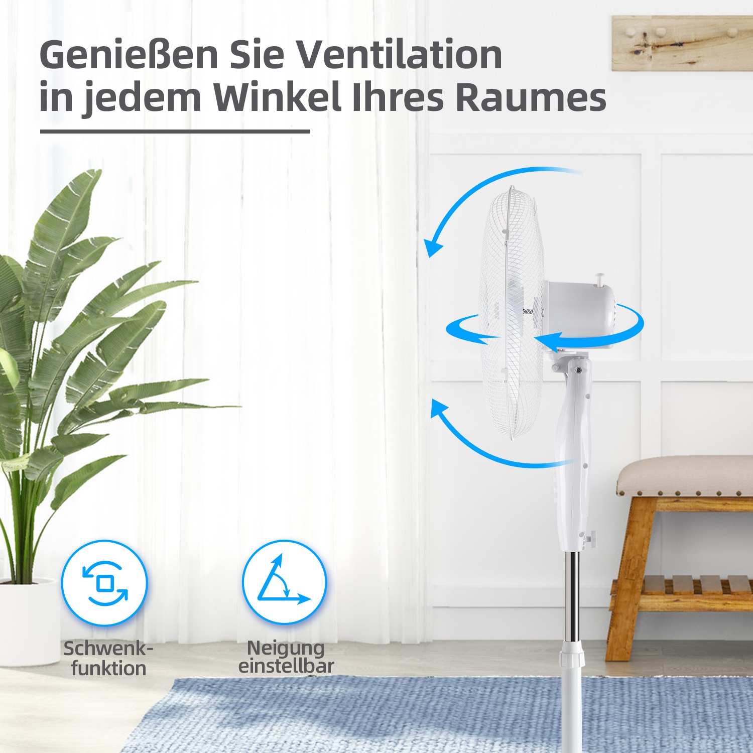 be cool Standventilator »Standventilator 40cm BC16SF« einfache Bedienung, höhenverstellbar