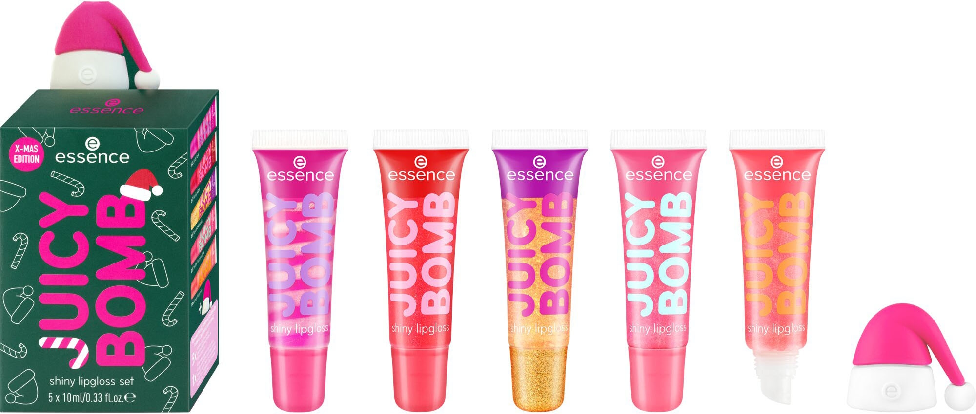 Essence Lipgloss-Set »JUICY BOMB Xmas edition shiny lipgloss set«, (Set, 6 tlg.), mit...