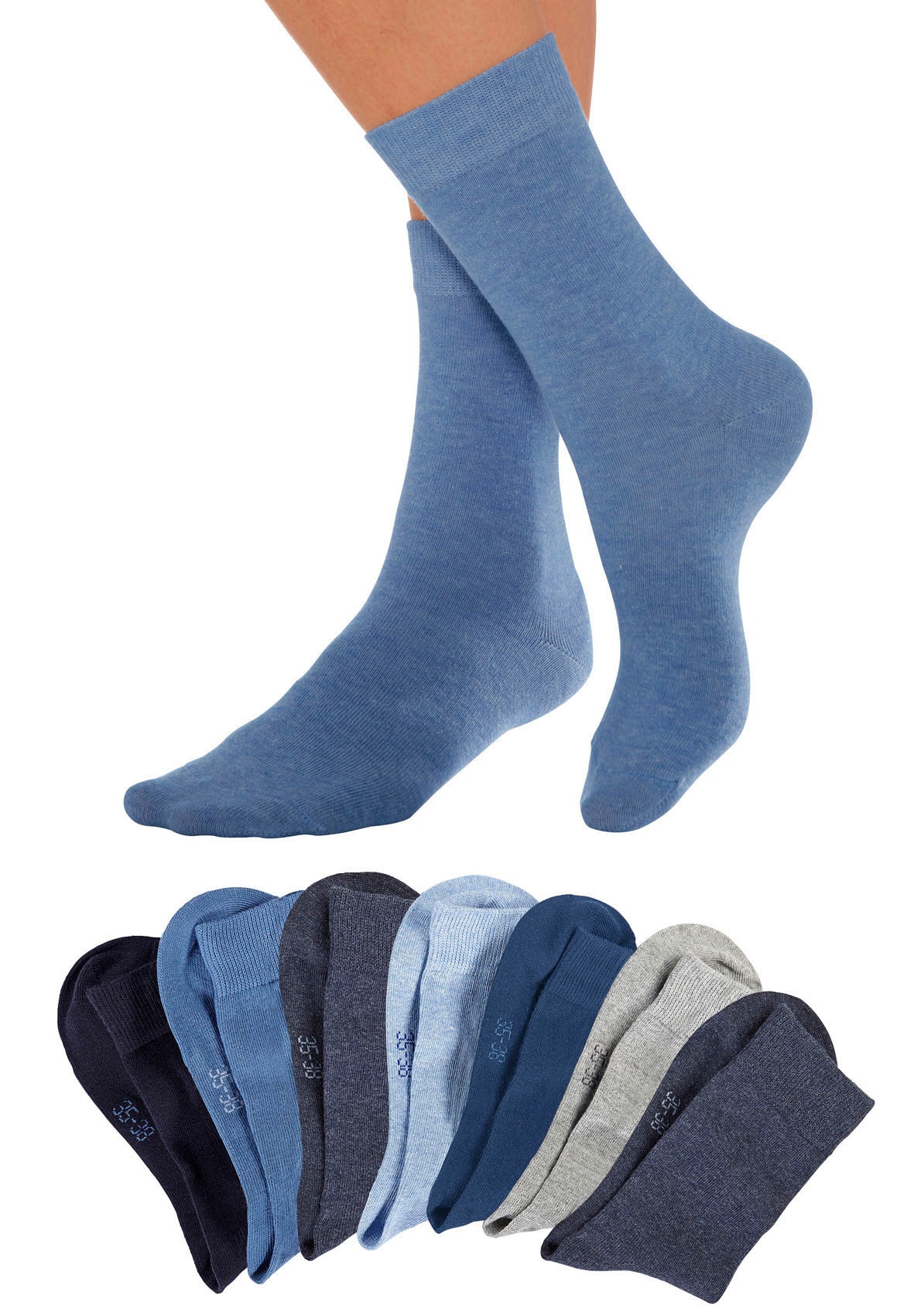 Lavana Basicsocken, (Packung, 7 Paar), mit druckfreiem Bündchen