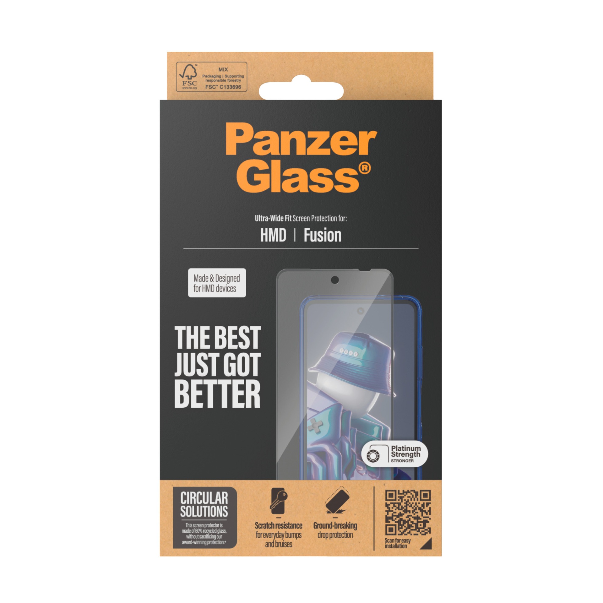 CARE by PanzerGlass Displayschutzglas »Ultra-Wide Fit Screen Protection«, für HMD Fusion, Displayschutzfolie, Schutzfolie, Bildschirmschutz, kratz- & stoßfest