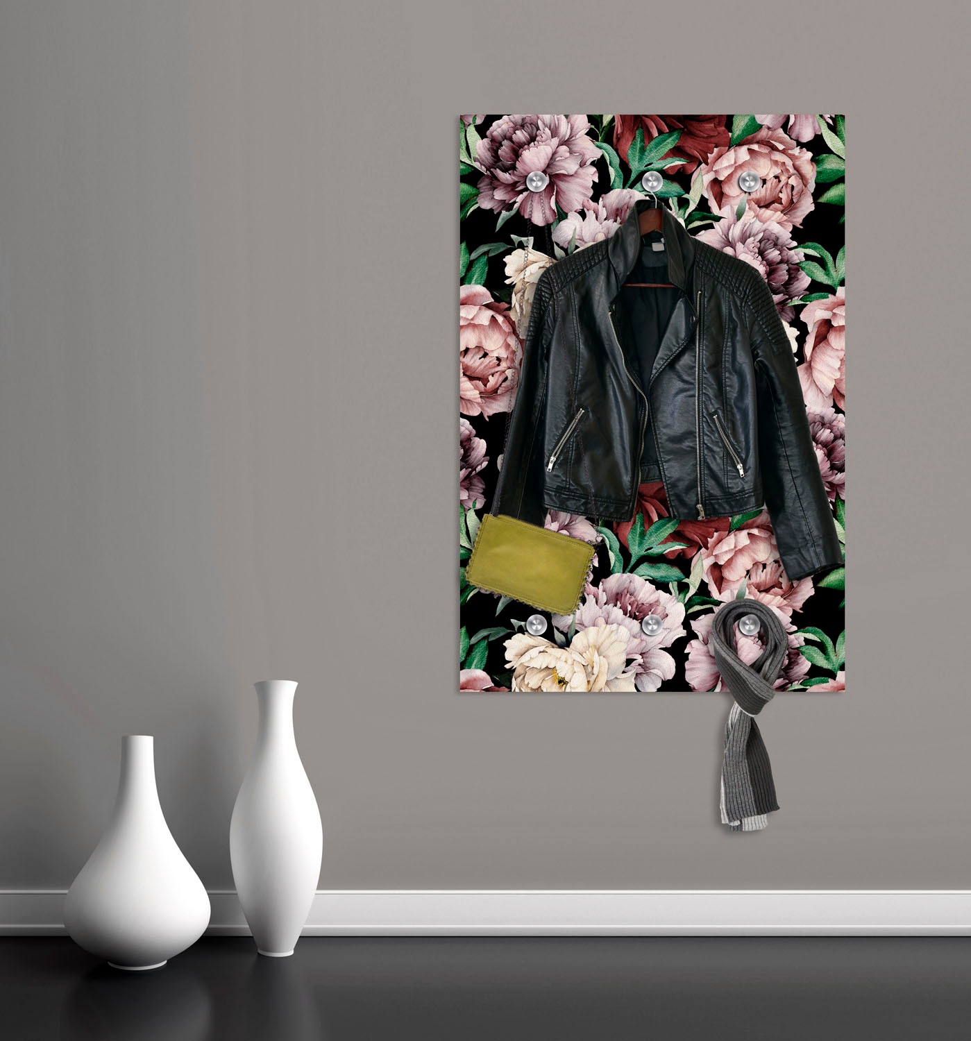 queence Garderobenleiste »Rosen«, mit 6 Haken, 80 x 120 cm