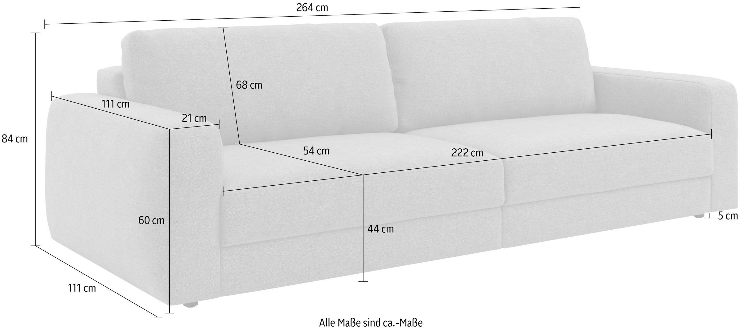 TRENDMANUFAKTUR Big-Sofa »Bourbon, Designsofa,«, mit extra hohem Sitzkomfort, in trendigem Cord Bezug erhältlich