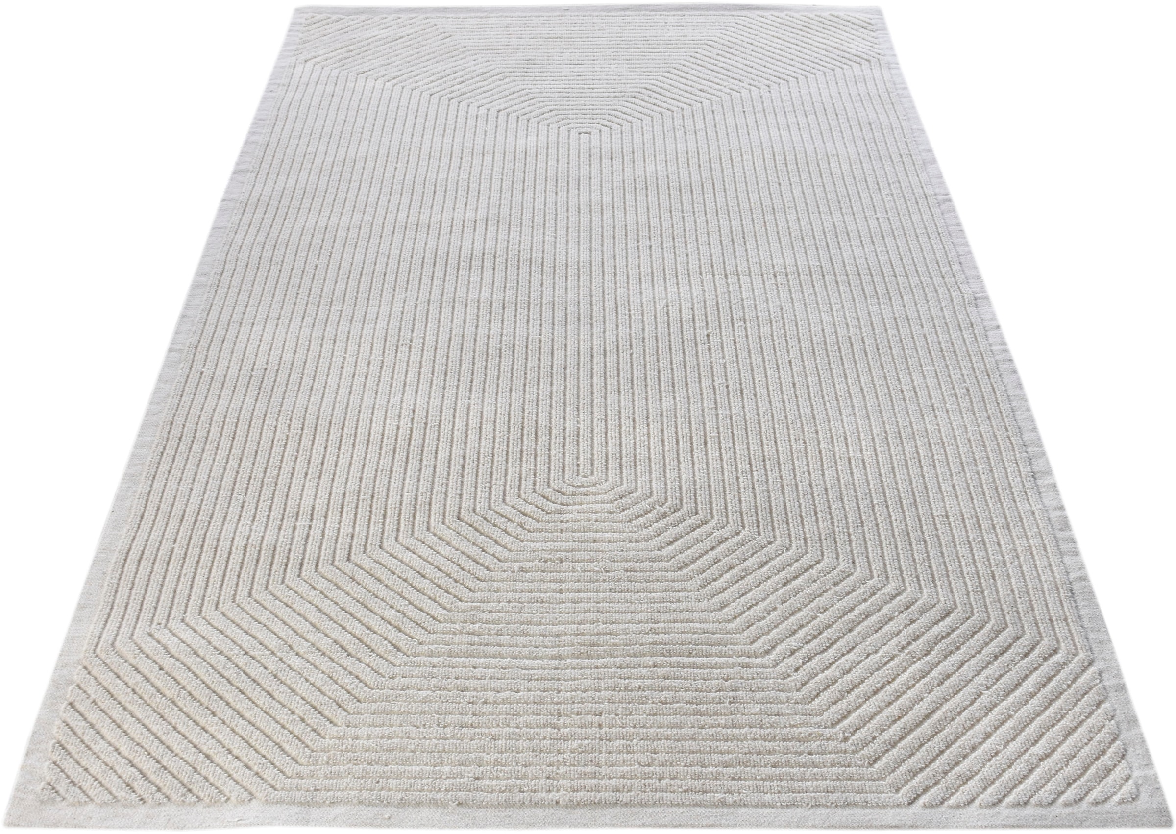my home Wollteppich »Sola«, rechteckig, 12 mm Höhe, Hoch-Tief-Struktur, Handgearbeitet,Wohnzimmer, Schlafzimmer, Esszimmer