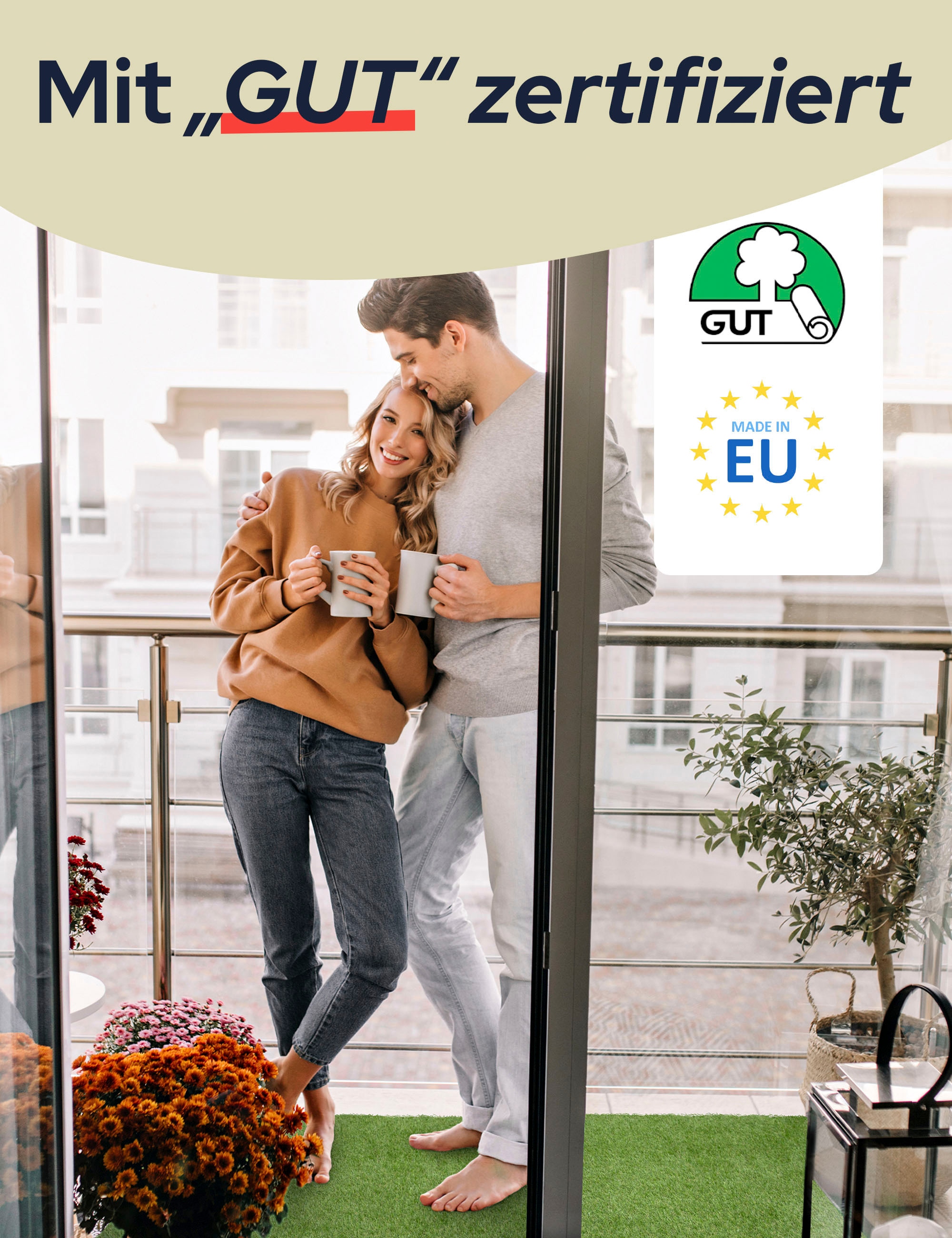 Primaflor-Ideen in Textil Kunstrasen »COLORADO«, rechteckig, 30 mm Höhe, mit Drainagefunktion, ideal für Balkon & Terrasse