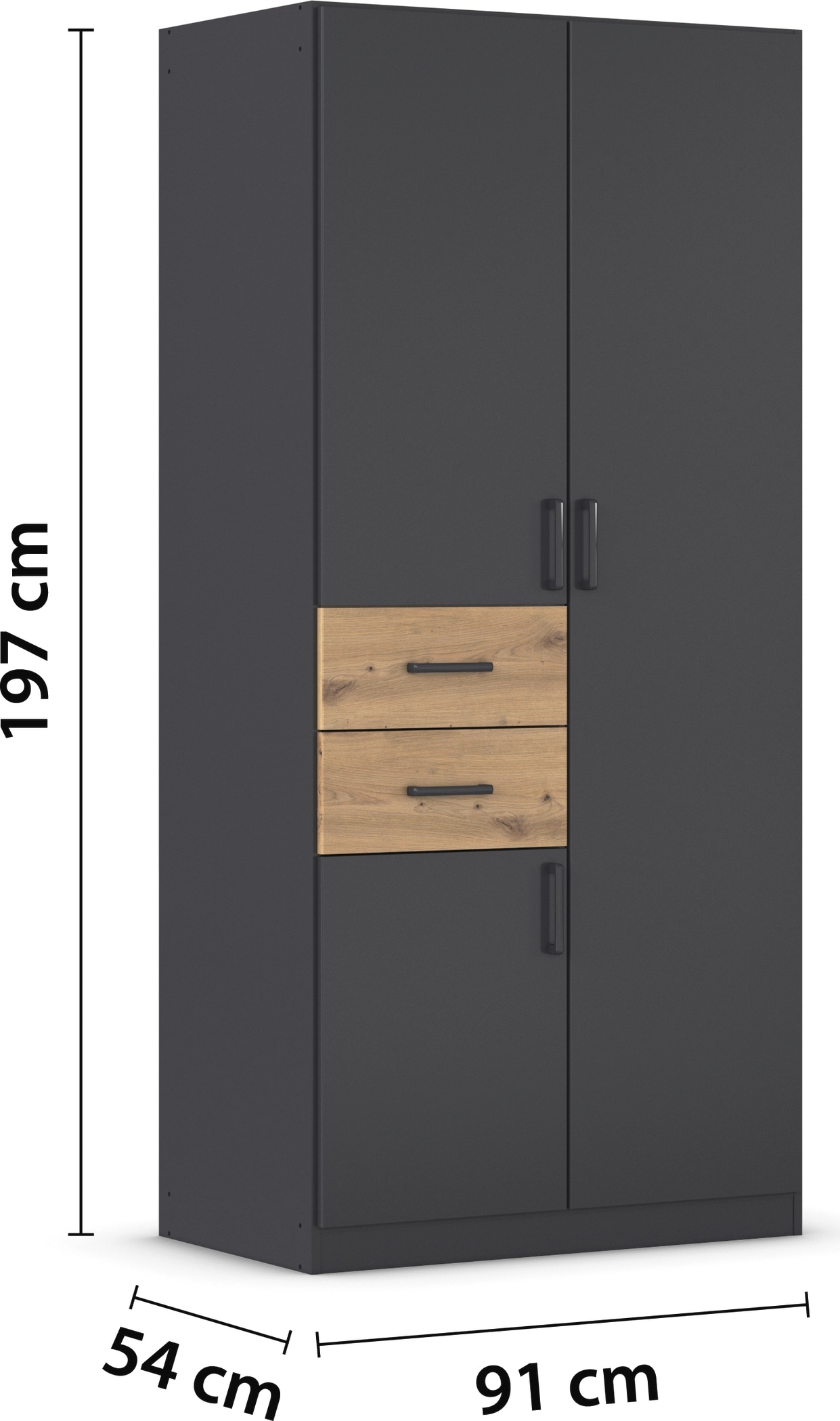 rauch Drehtürenschrank »Kleiderschrank Schrank Garderobe MAIKA mit Dekor-Front« 2 Schubladen, in verschiedenen Breiten, Höhen, Farben, MADE IN GERMANY