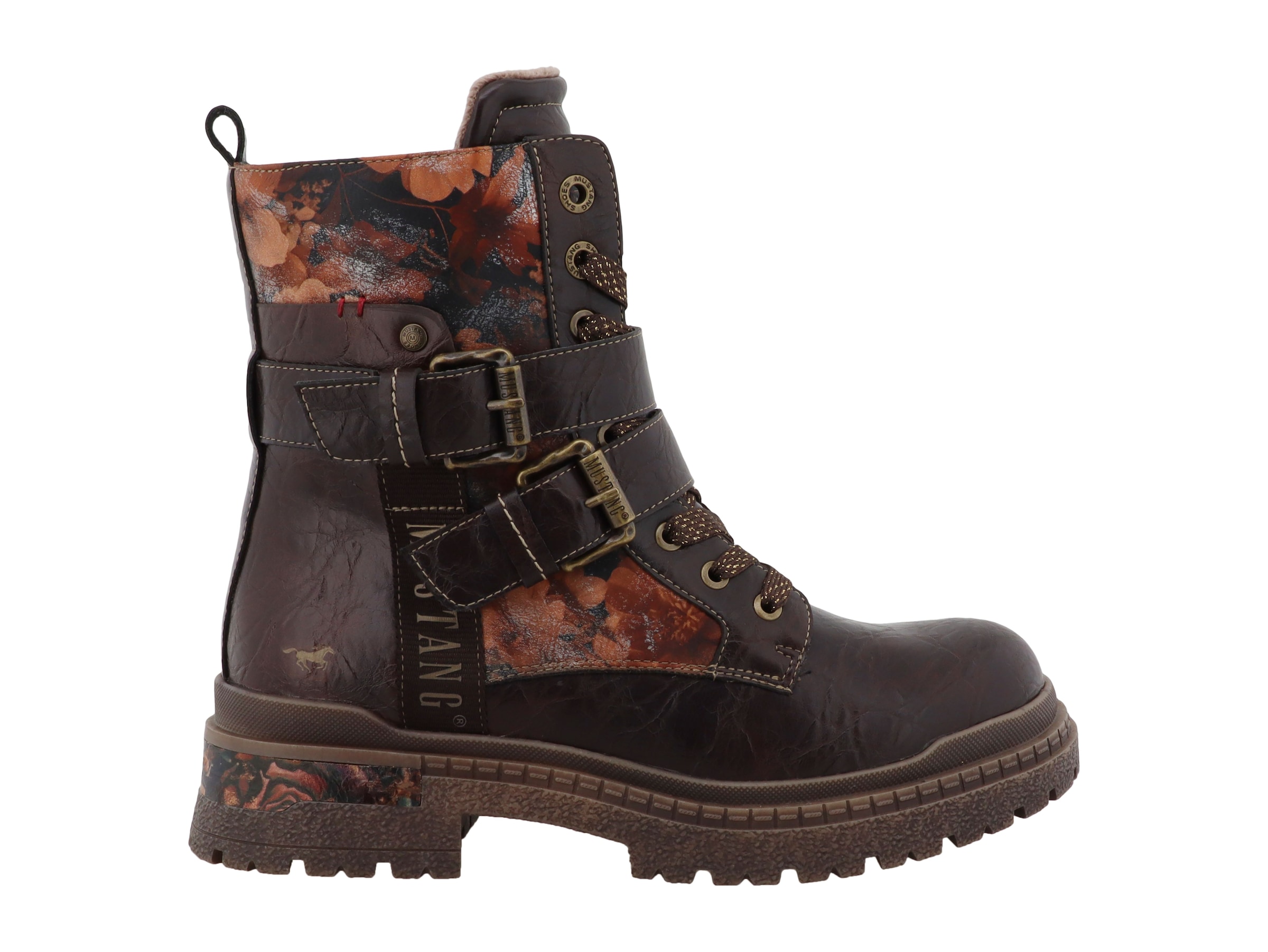 Mustang Shoes Schnürstiefelette »Stiefel«  Blockabsatz, Schnürboots mit Kontrastbesatz