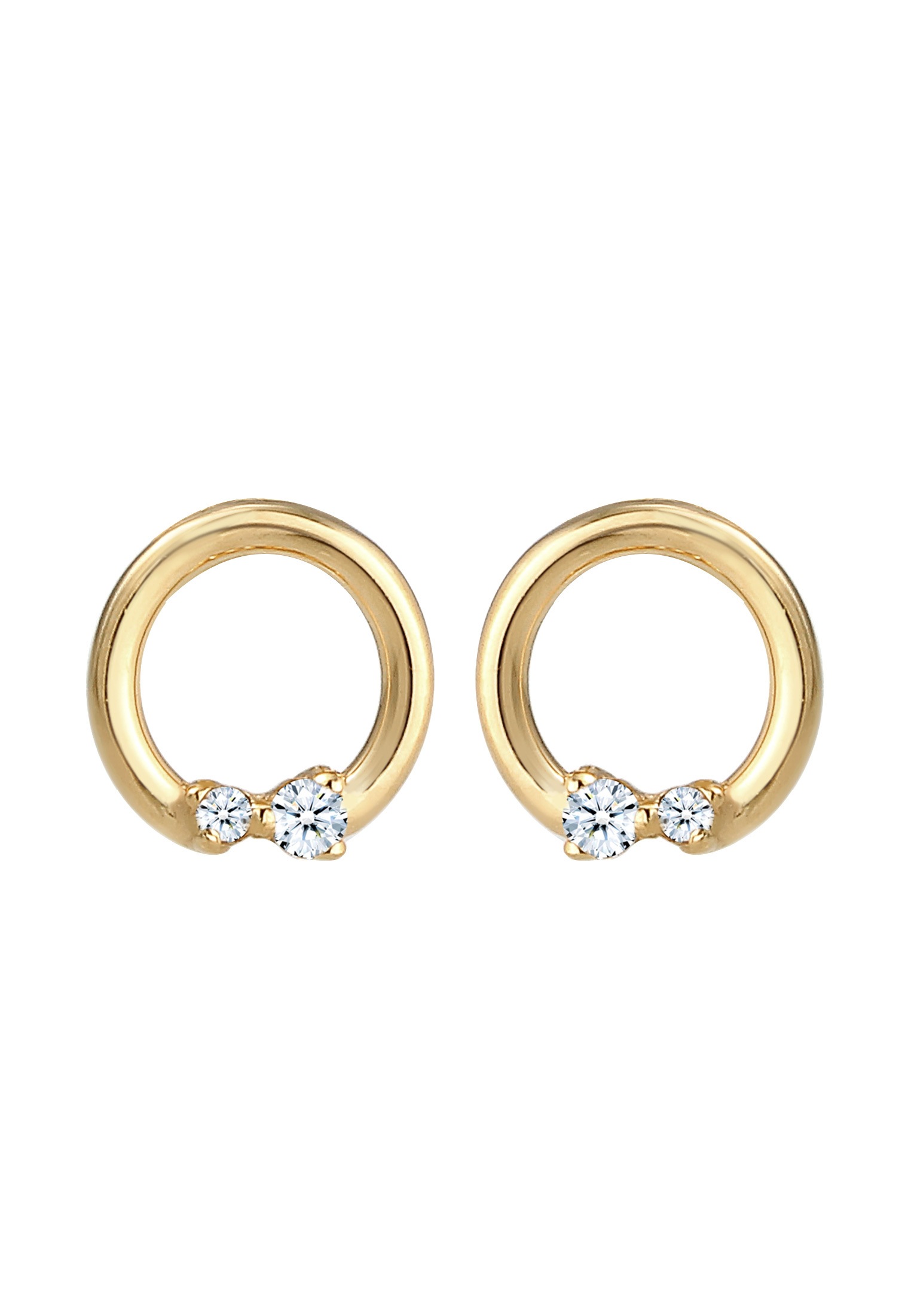 Elli DIAMONDS Paar Ohrstecker »Ohrringe Ohrstecker Kreis Diamant (0.04 ct) 585 Gelbgold«