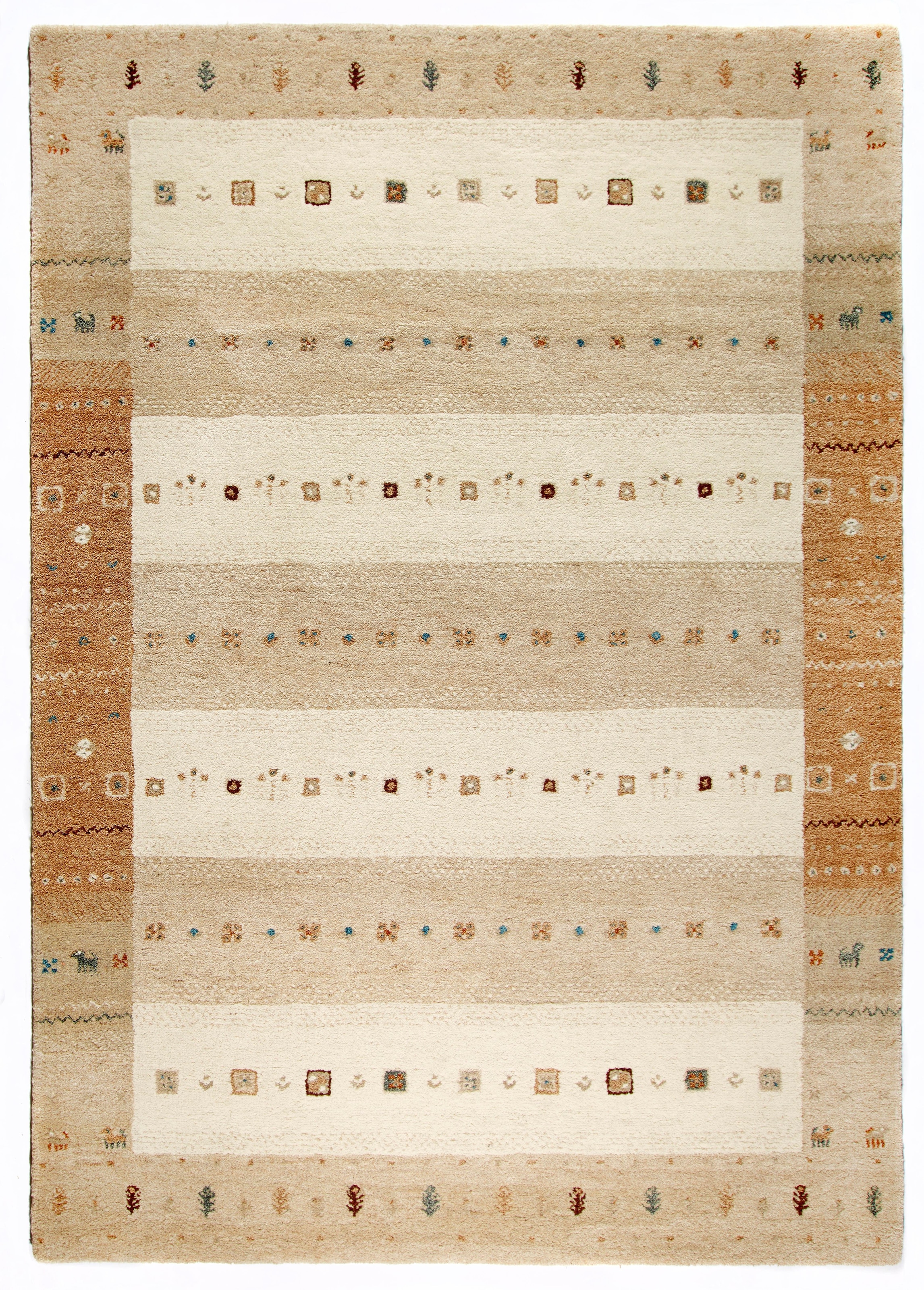 Dekowe Wollteppich »Samia«, rechteckig, 15 mm Höhe, reine Wolle, Gabbeh Design, handgeknüpft, mit Bordüre