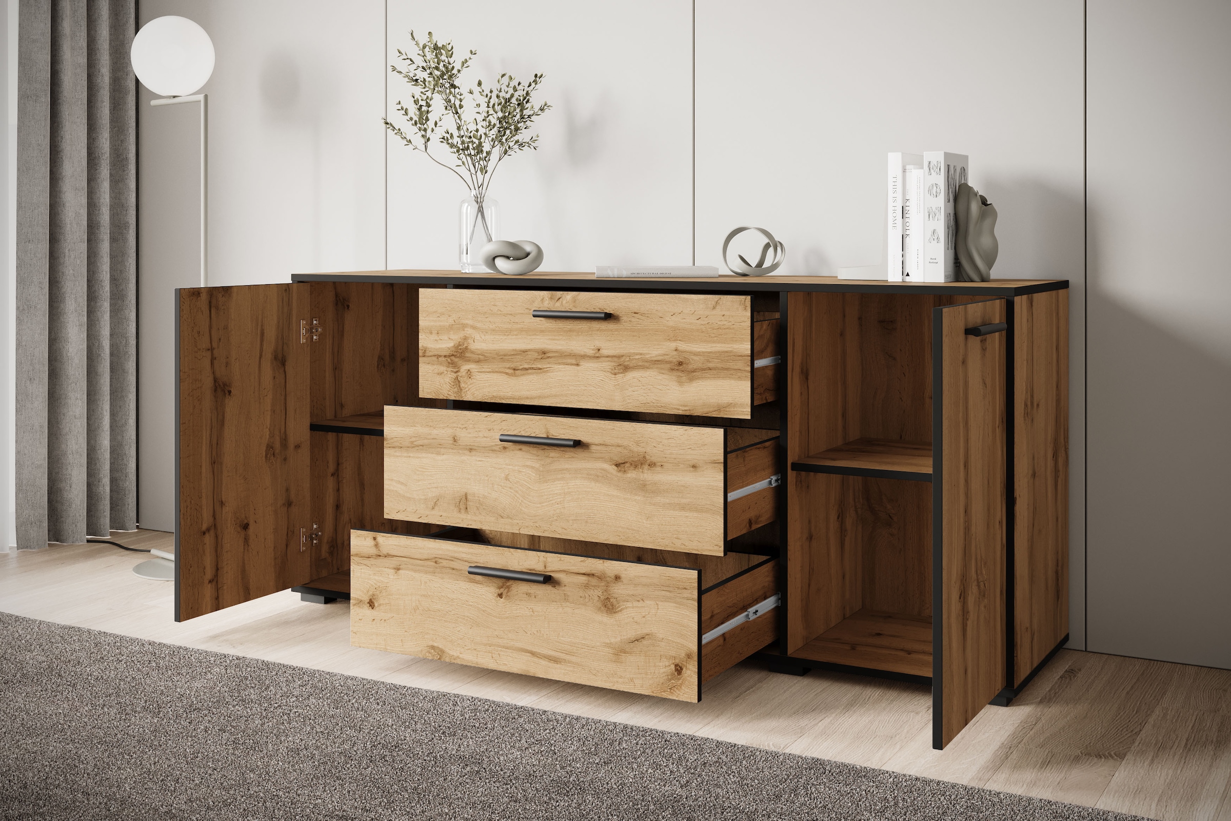 INOSIGN Sideboard »BOGOTA«, moderne Kommode, Schubladenschrank mit verstellbaren Einlegeböden